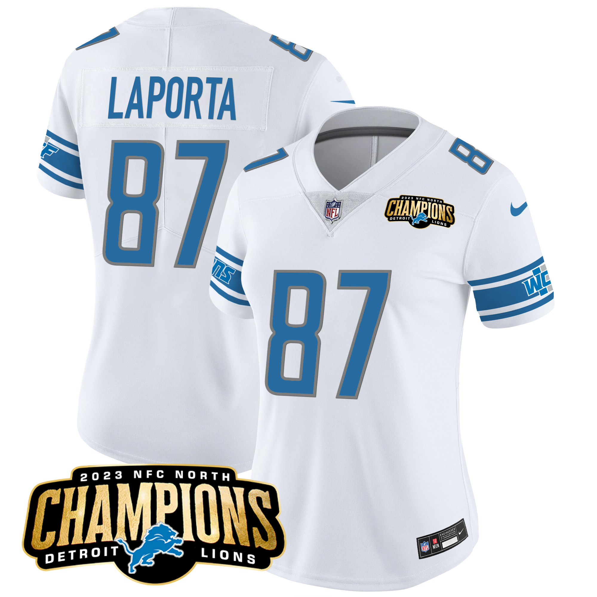 Women's Detroit Lions 2023 NFC North Champions Patch Vapor Jersey - All Stitched - Image 24