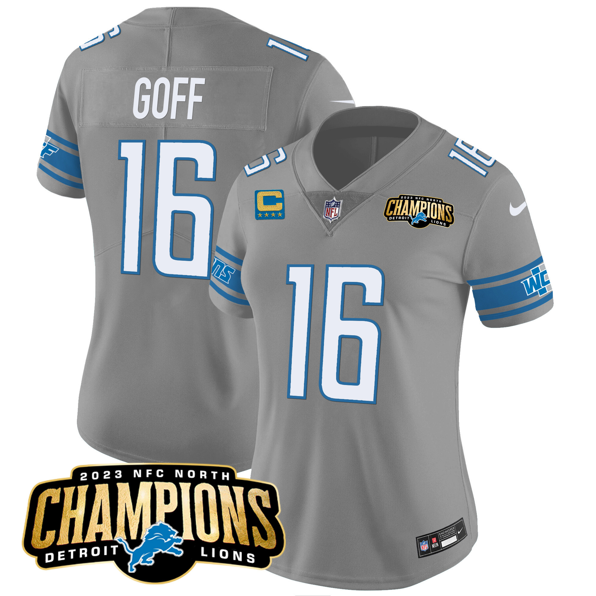 Women's Detroit Lions 2023 NFC North Champions Patch Vapor Jersey - All Stitched - Image 26