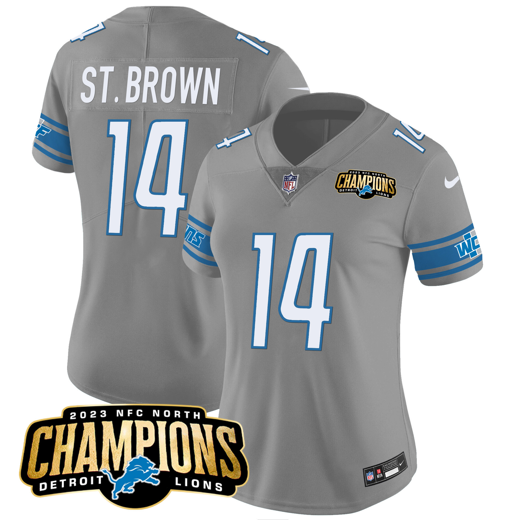 Women's Detroit Lions 2023 NFC North Champions Patch Vapor Jersey - All Stitched - Image 27