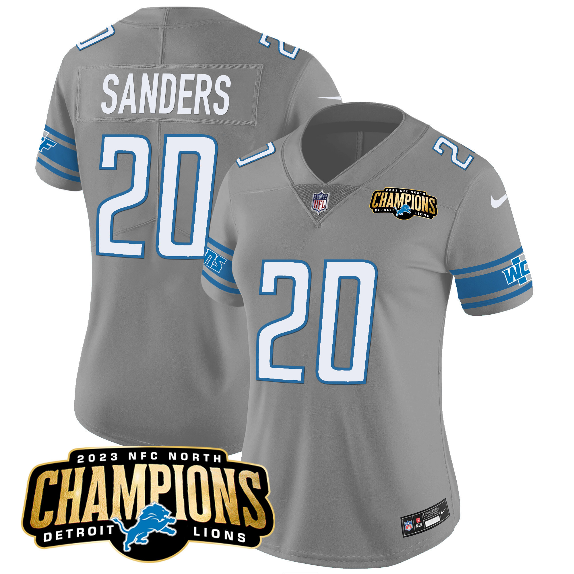 Women's Detroit Lions 2023 NFC North Champions Patch Vapor Jersey - All Stitched - Image 29