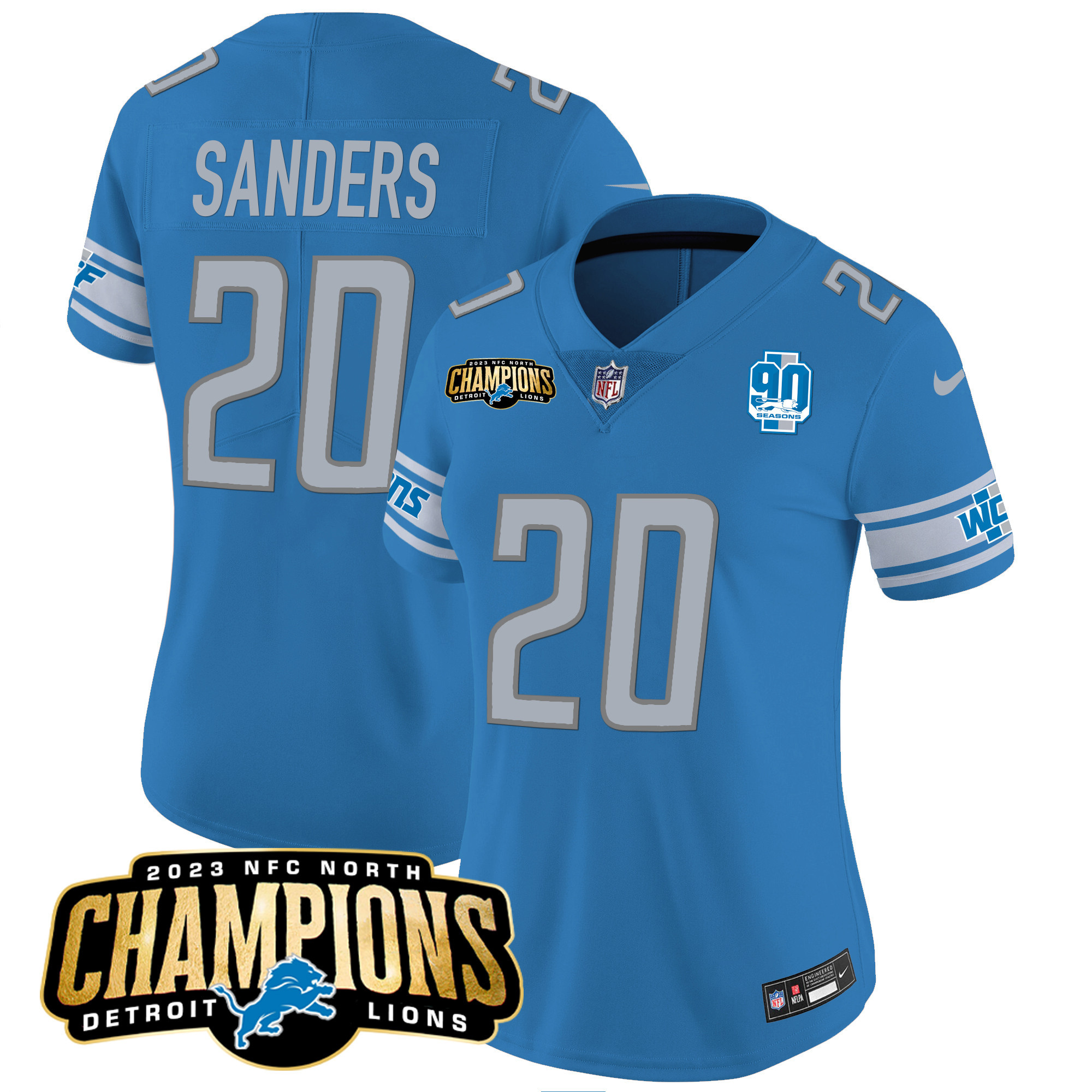 Women's Detroit Lions 2023 NFC North Champions Patch Vapor Jersey V2 - All Stitched - Image 17