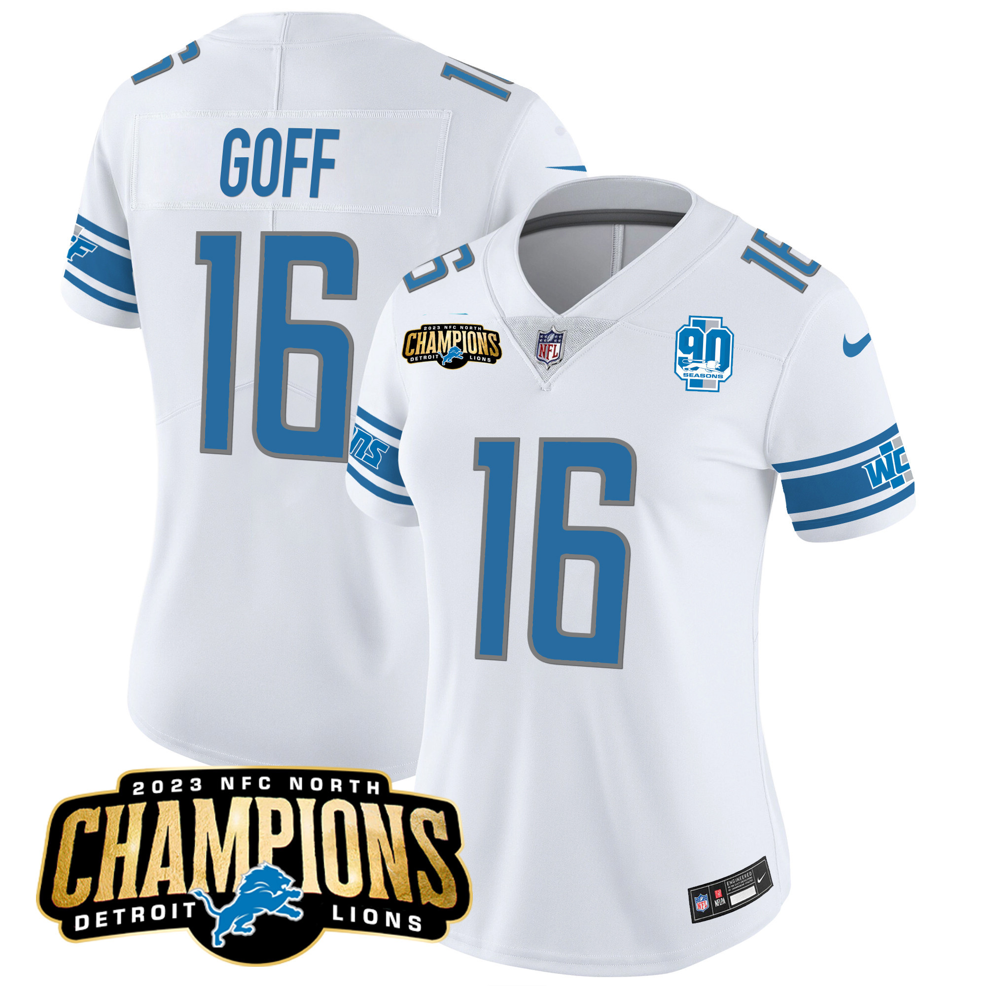 Women's Detroit Lions 2023 NFC North Champions Patch Vapor Jersey V2 - All Stitched - Image 20
