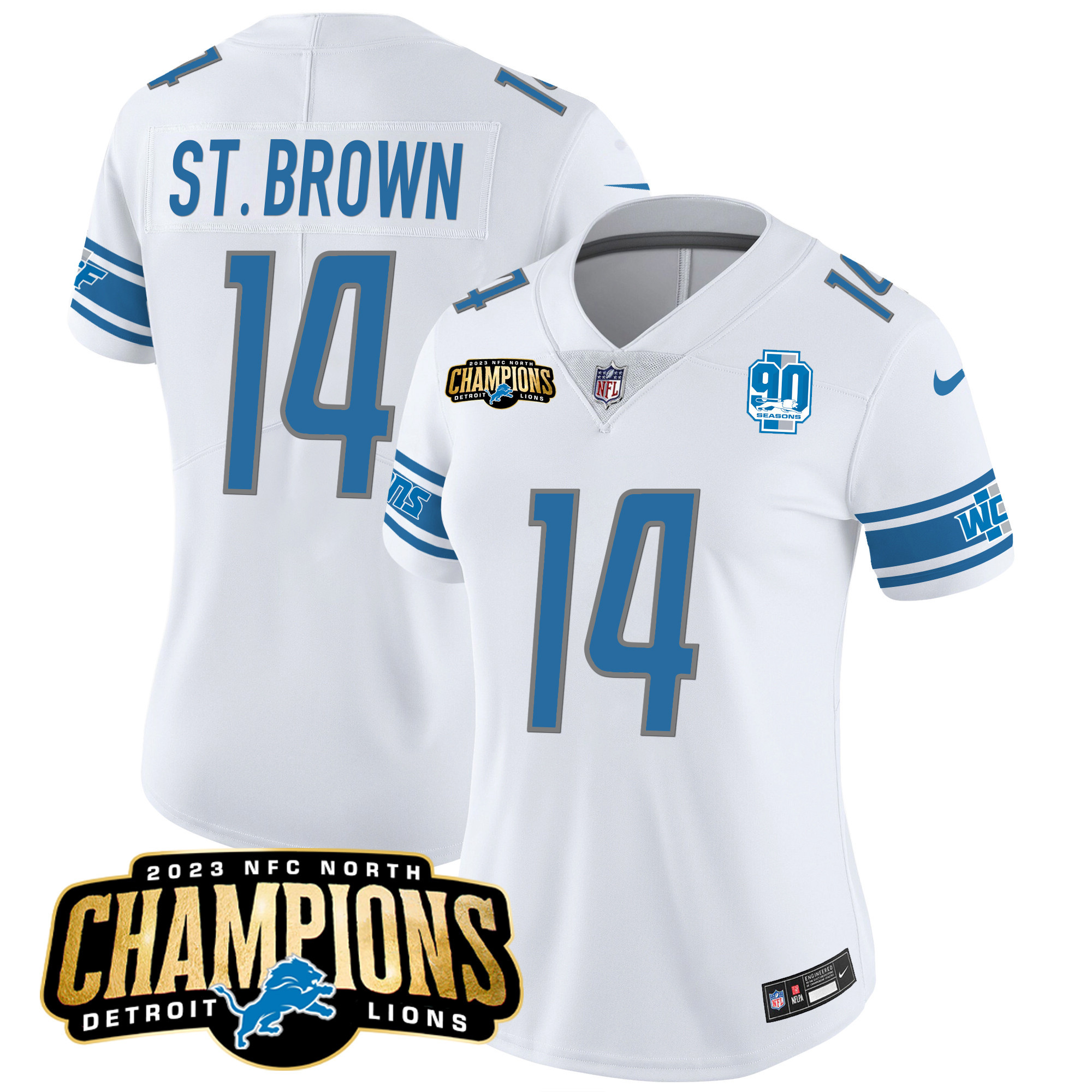Women's Detroit Lions 2023 NFC North Champions Patch Vapor Jersey V2 - All Stitched - Image 21