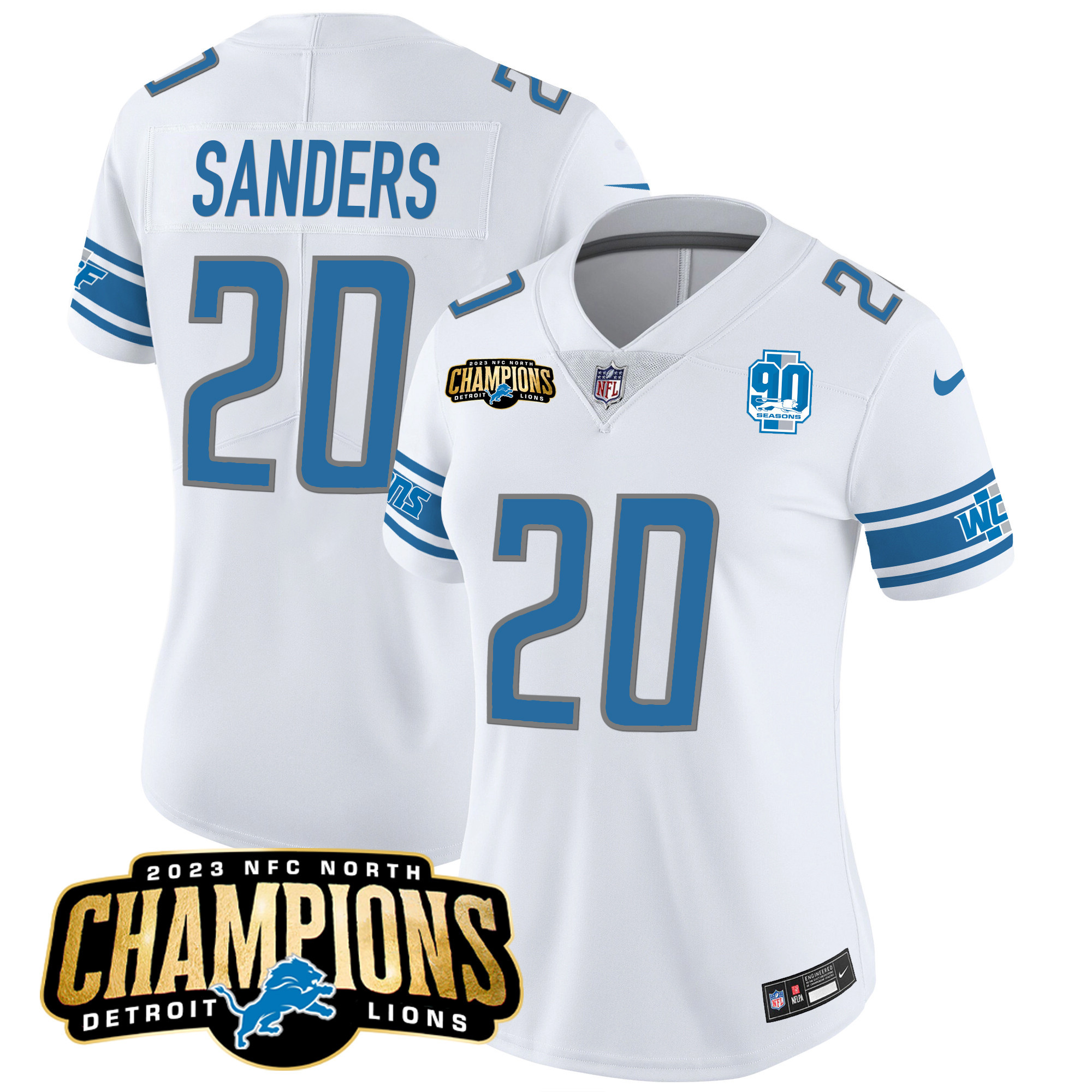 Women's Detroit Lions 2023 NFC North Champions Patch Vapor Jersey V2 - All Stitched - Image 23