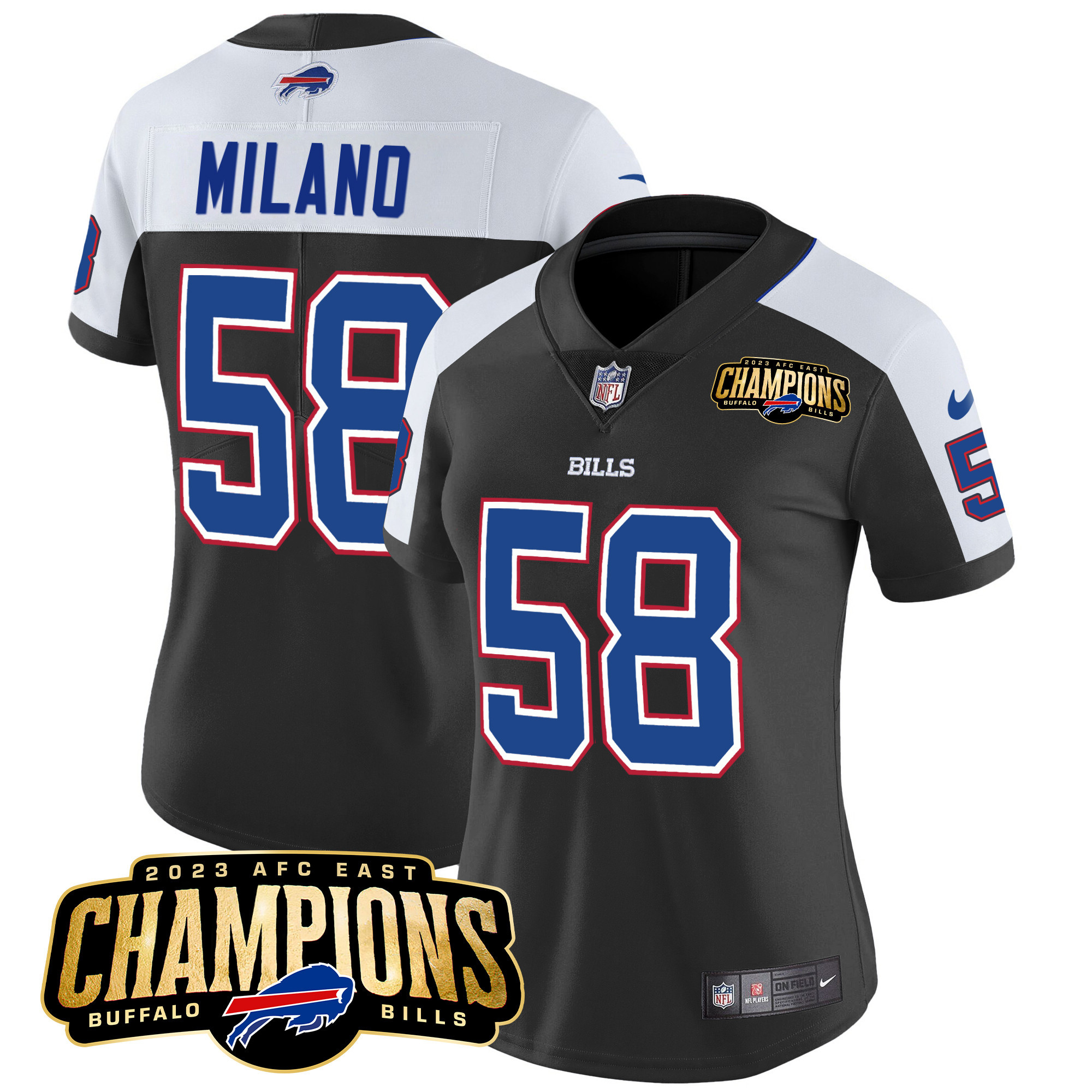 Women's Bills 2023 AFC East Champions Patch Vapor Jersey - All Stitched - Image 5
