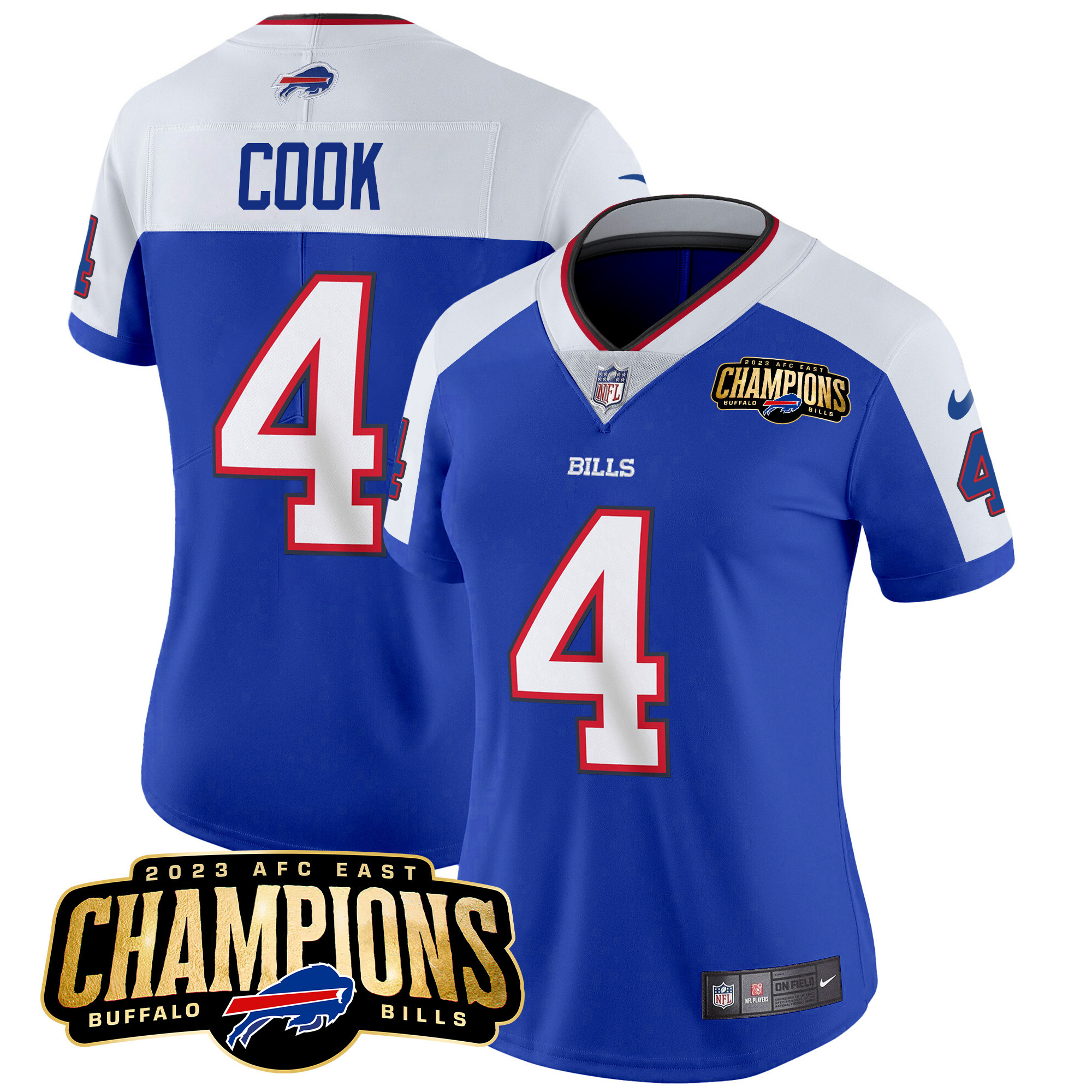 Women's Bills 2023 AFC East Champions Patch Vapor Jersey - All Stitched - Image 8
