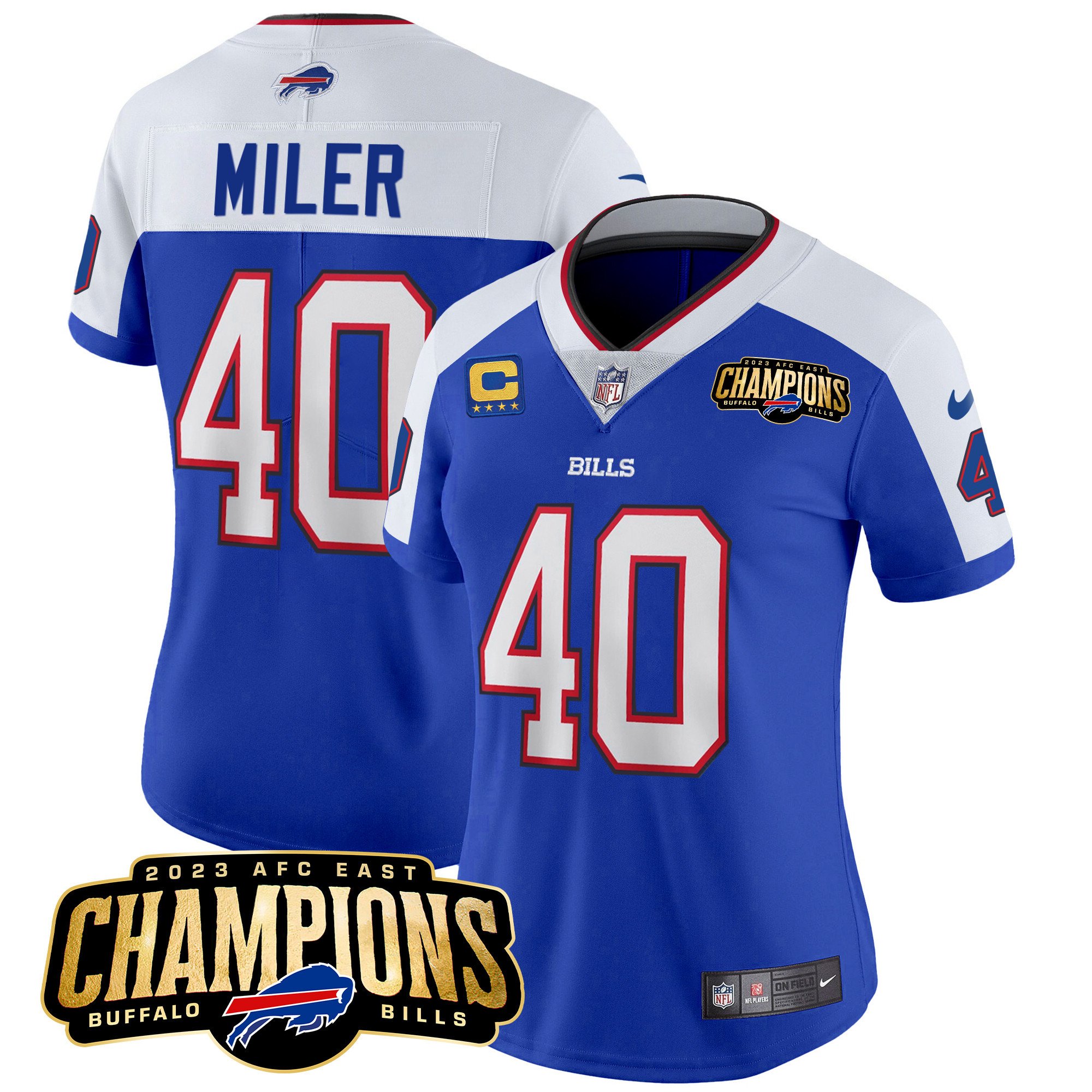 Women's Bills 2023 AFC East Champions Patch Vapor Jersey - All Stitched - Image 10