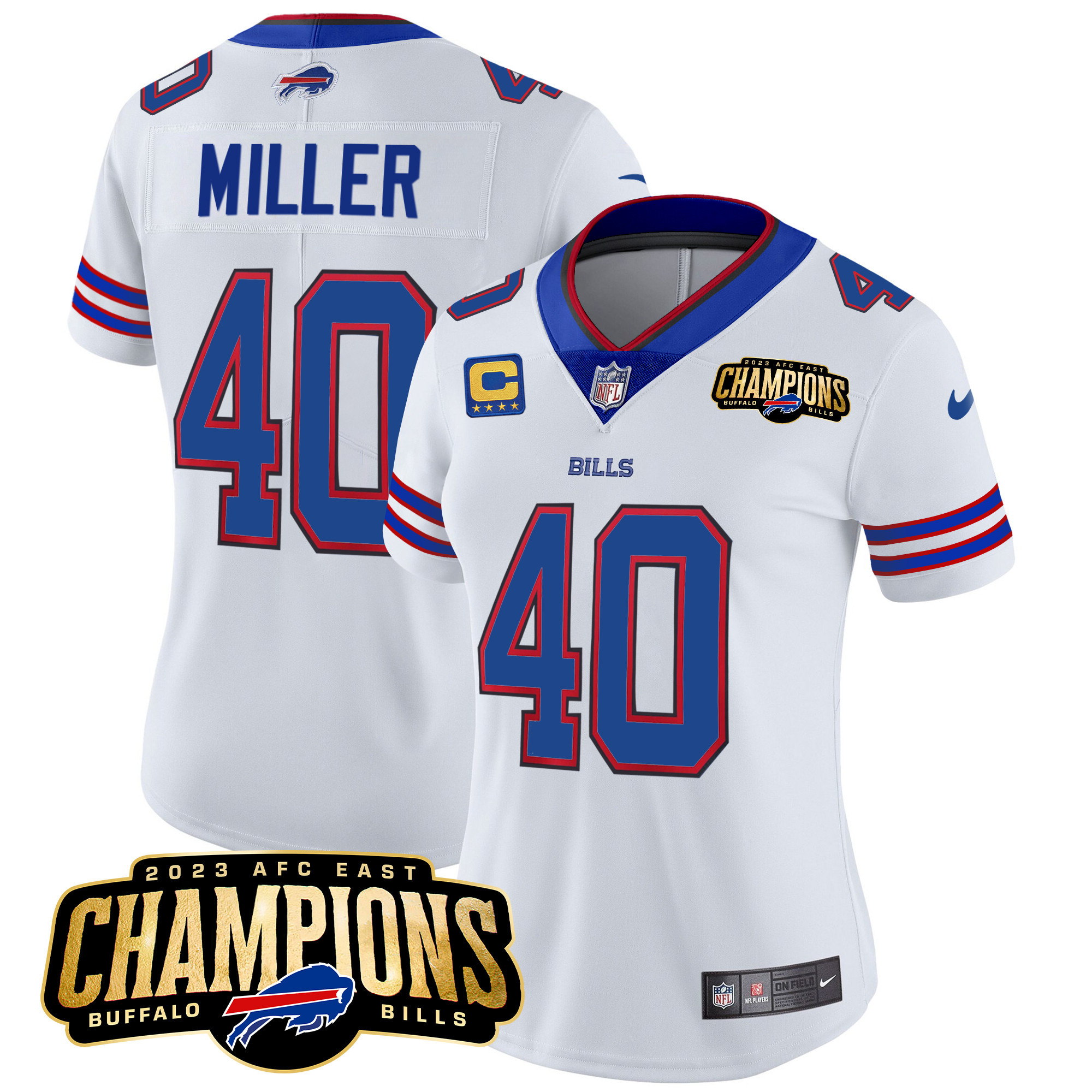 Women's Bills 2023 AFC East Champions Patch Vapor Jersey - All Stitched - Image 28