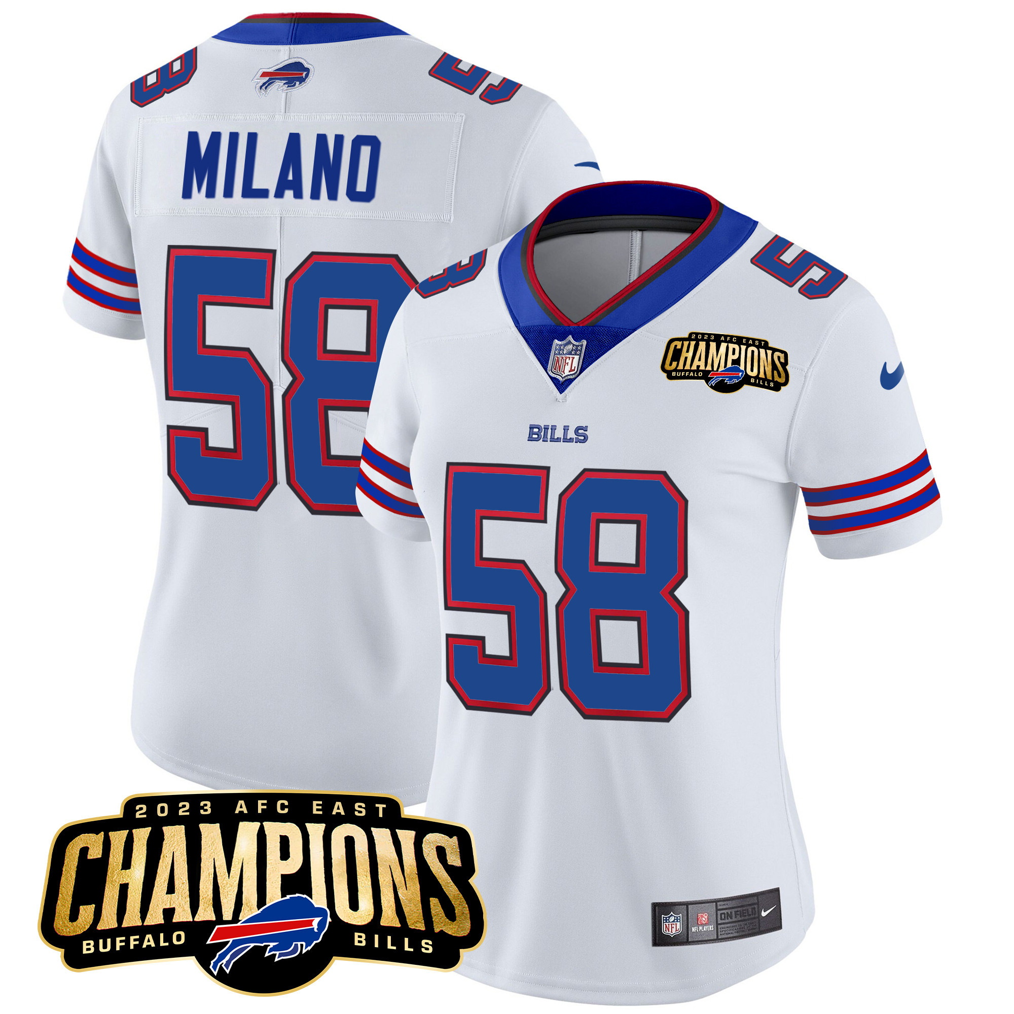 Women's Bills 2023 AFC East Champions Patch Vapor Jersey - All Stitched - Image 29