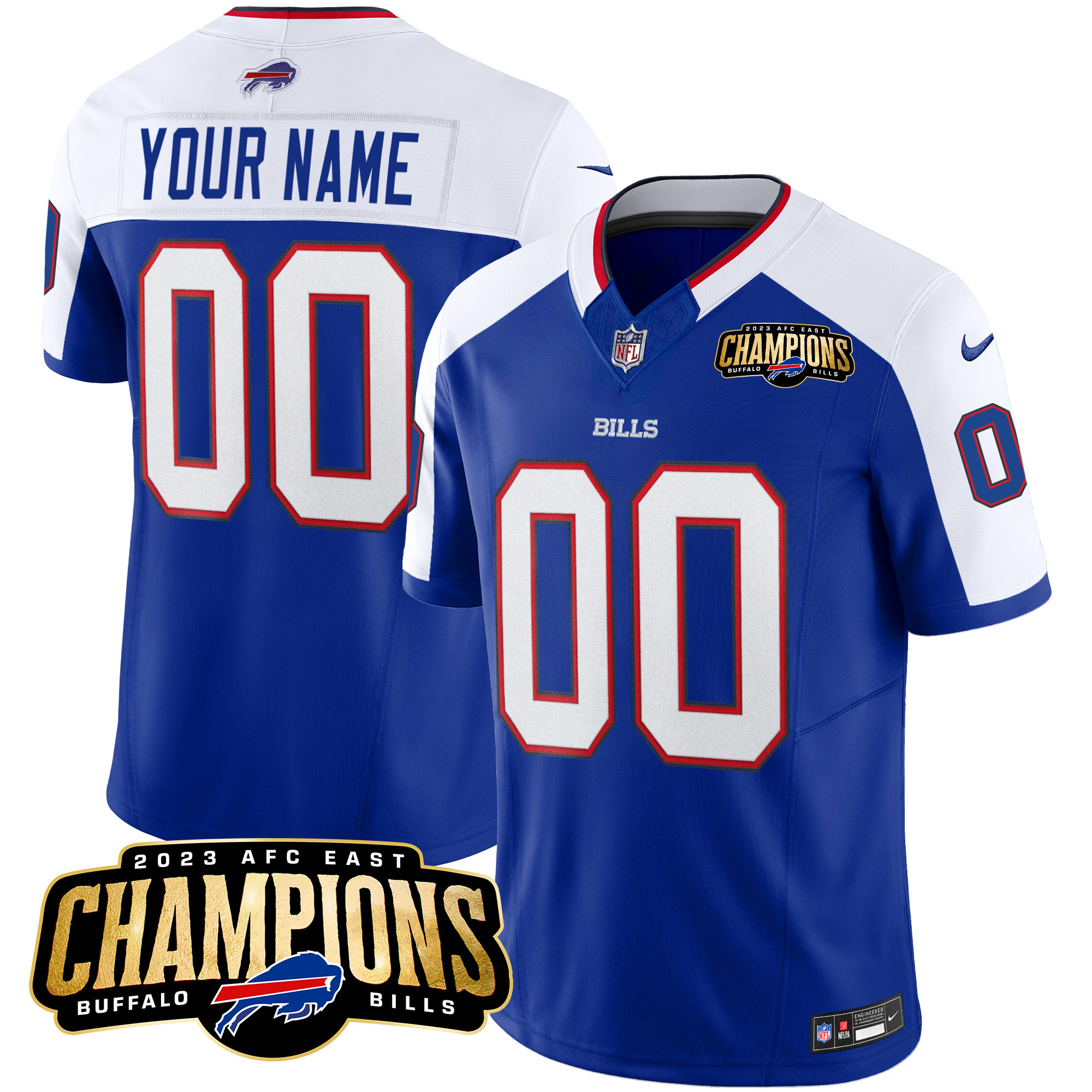 Bills 2023 AFC East Champions Patch Vapor Custom Jersey - All Stitched - Image 2