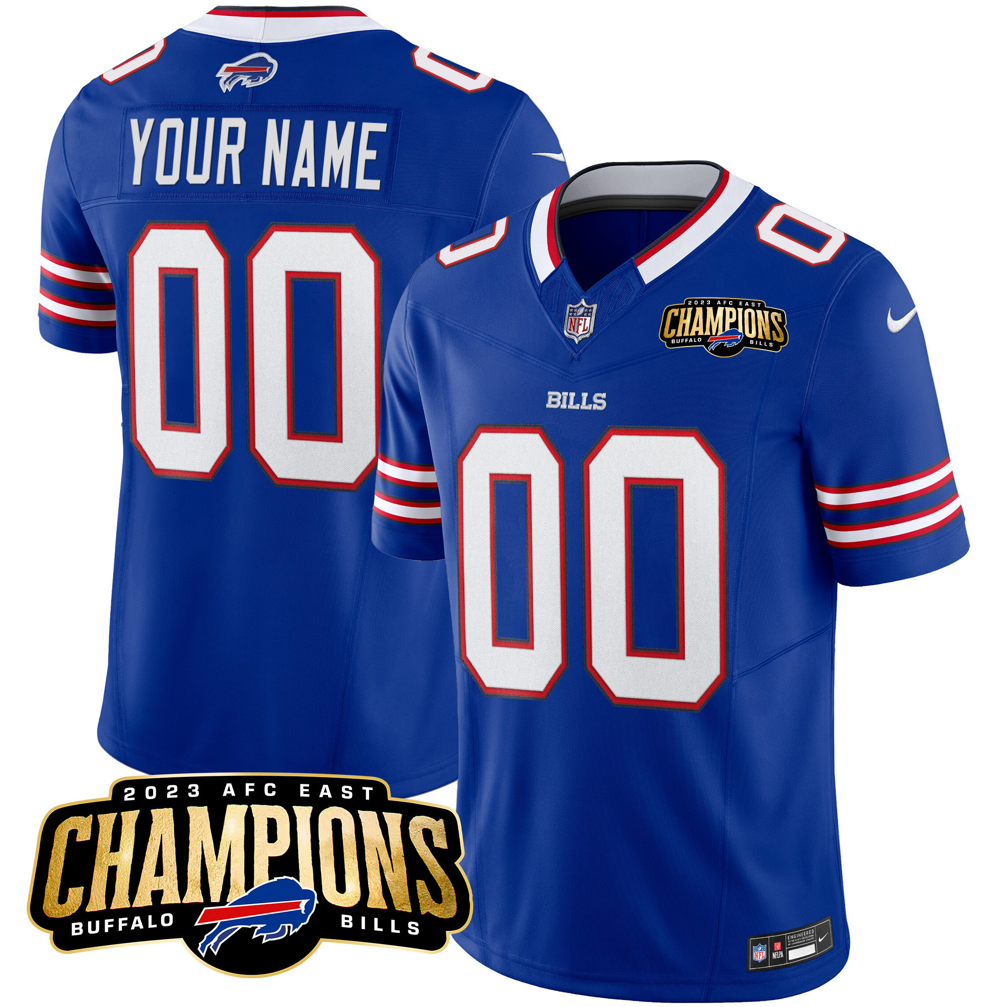 Bills 2023 AFC East Champions Patch Vapor Custom Jersey - All Stitched - Image 3