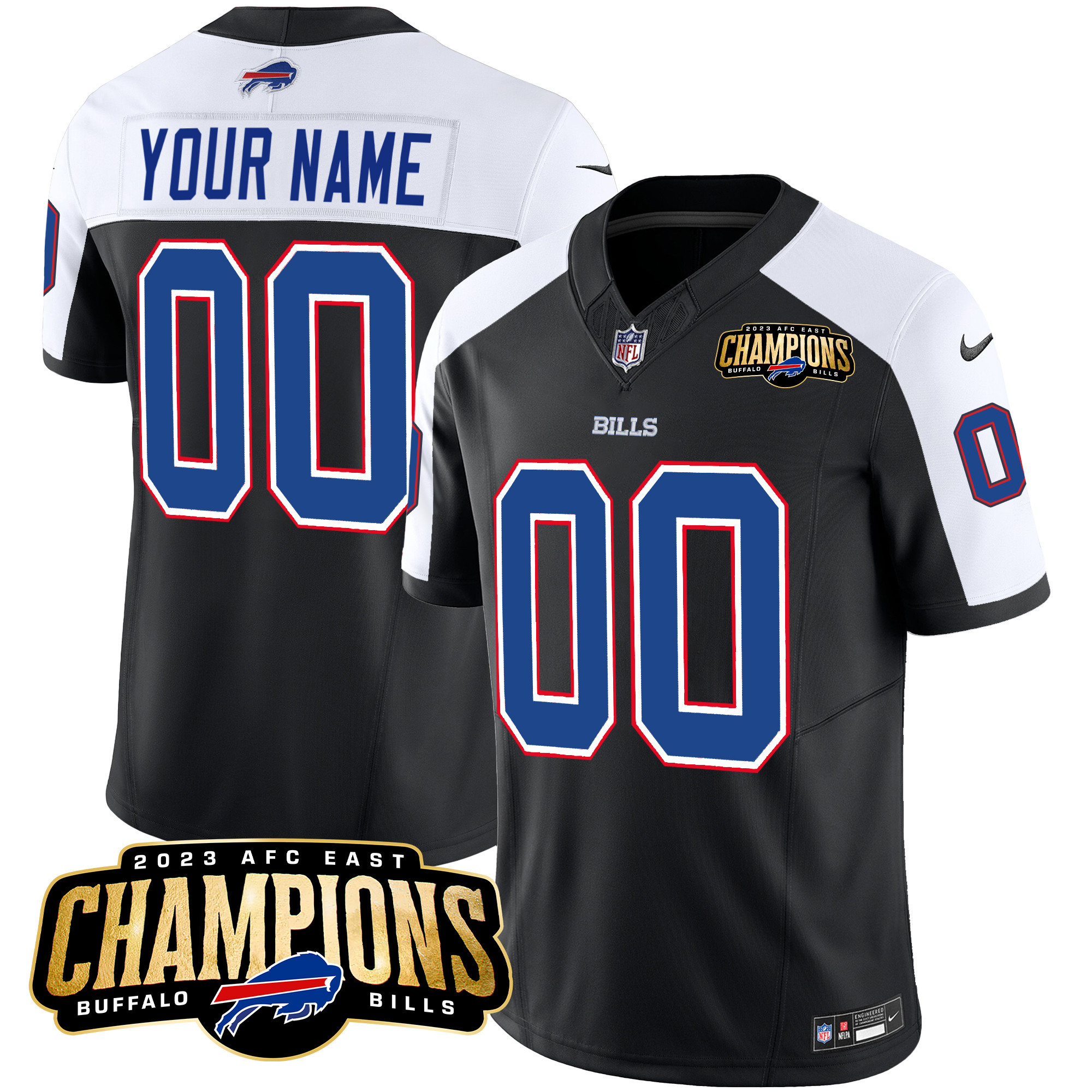 Bills 2023 AFC East Champions Patch Vapor Custom Jersey - All Stitched