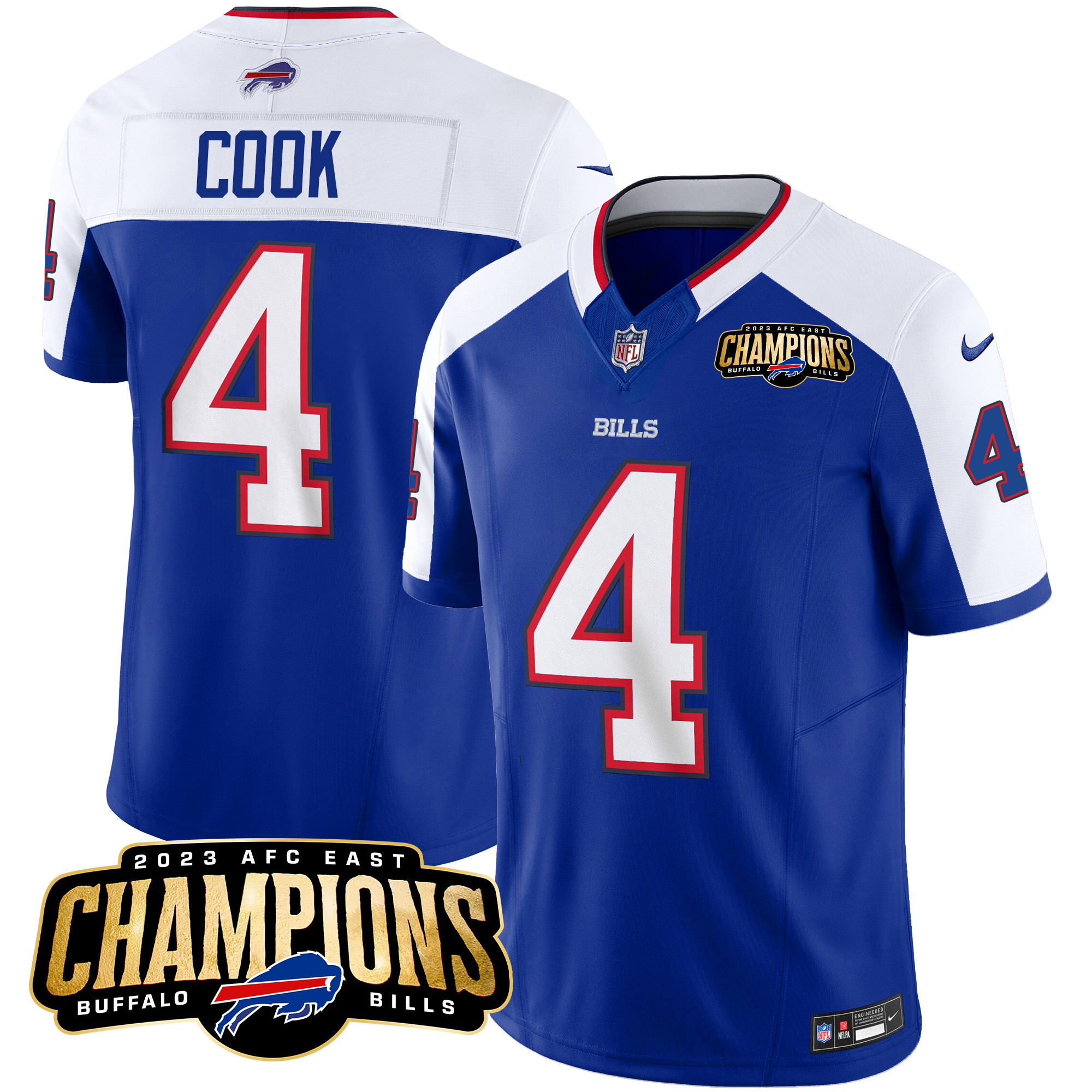 Men's Bills 2023 AFC East Champions Patch Vapor Jersey - All Stitched - Image 8