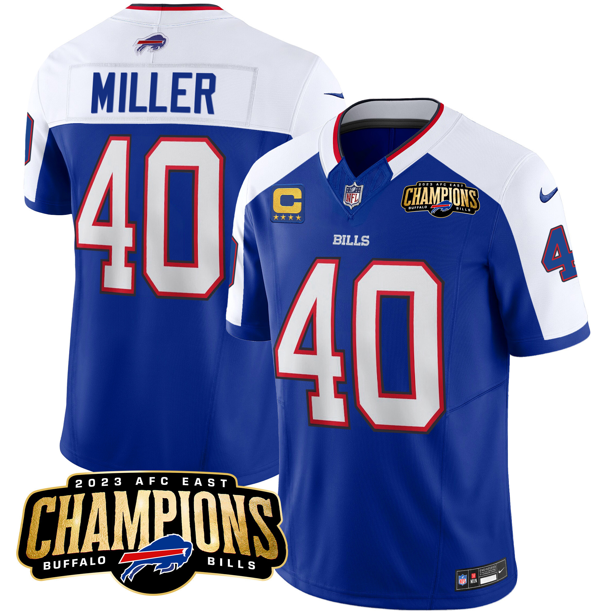 Men's Bills 2023 AFC East Champions Patch Vapor Jersey - All Stitched - Image 10