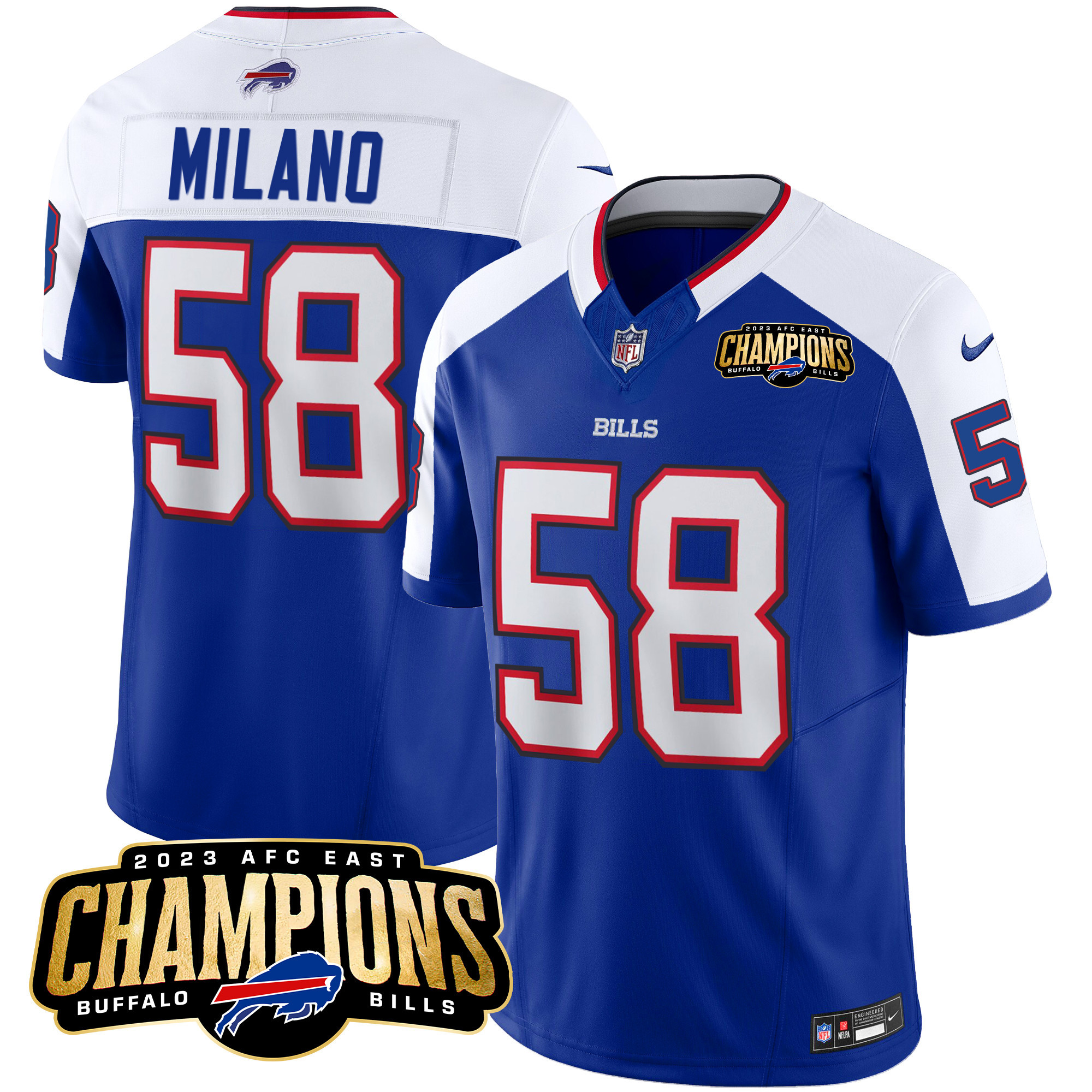 Men's Bills 2023 AFC East Champions Patch Vapor Jersey - All Stitched - Image 11
