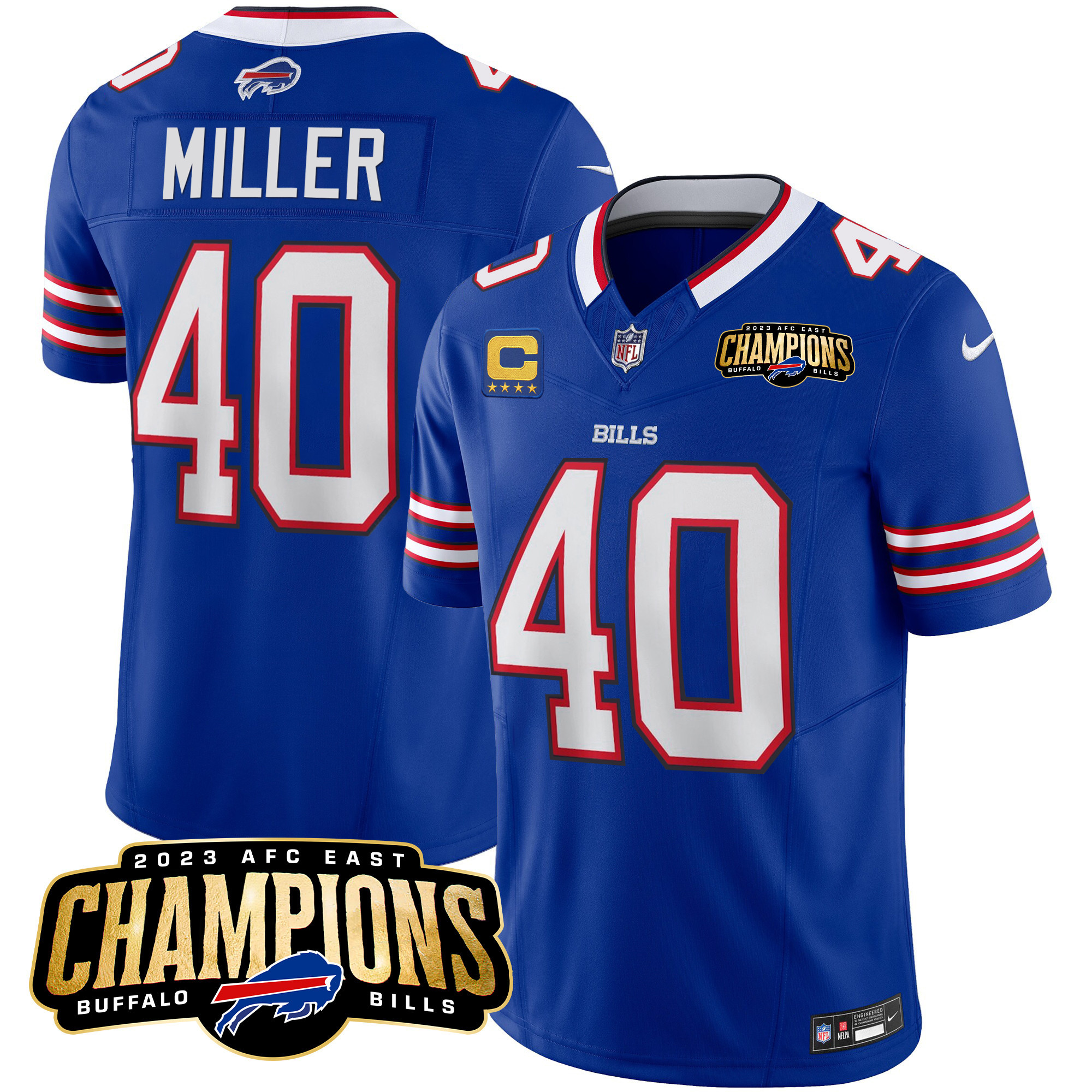 Men's Bills 2023 AFC East Champions Patch Vapor Jersey - All Stitched - Image 16