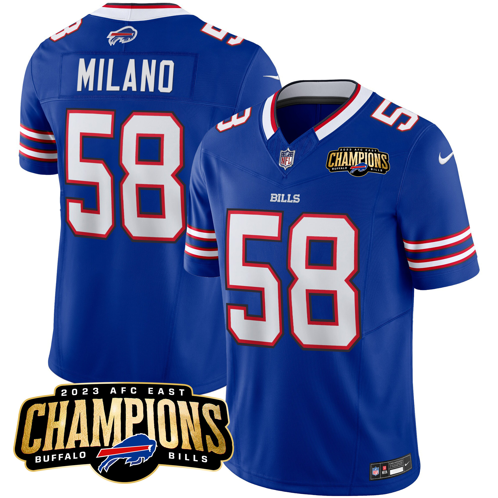 Men's Bills 2023 AFC East Champions Patch Vapor Jersey - All Stitched - Image 17