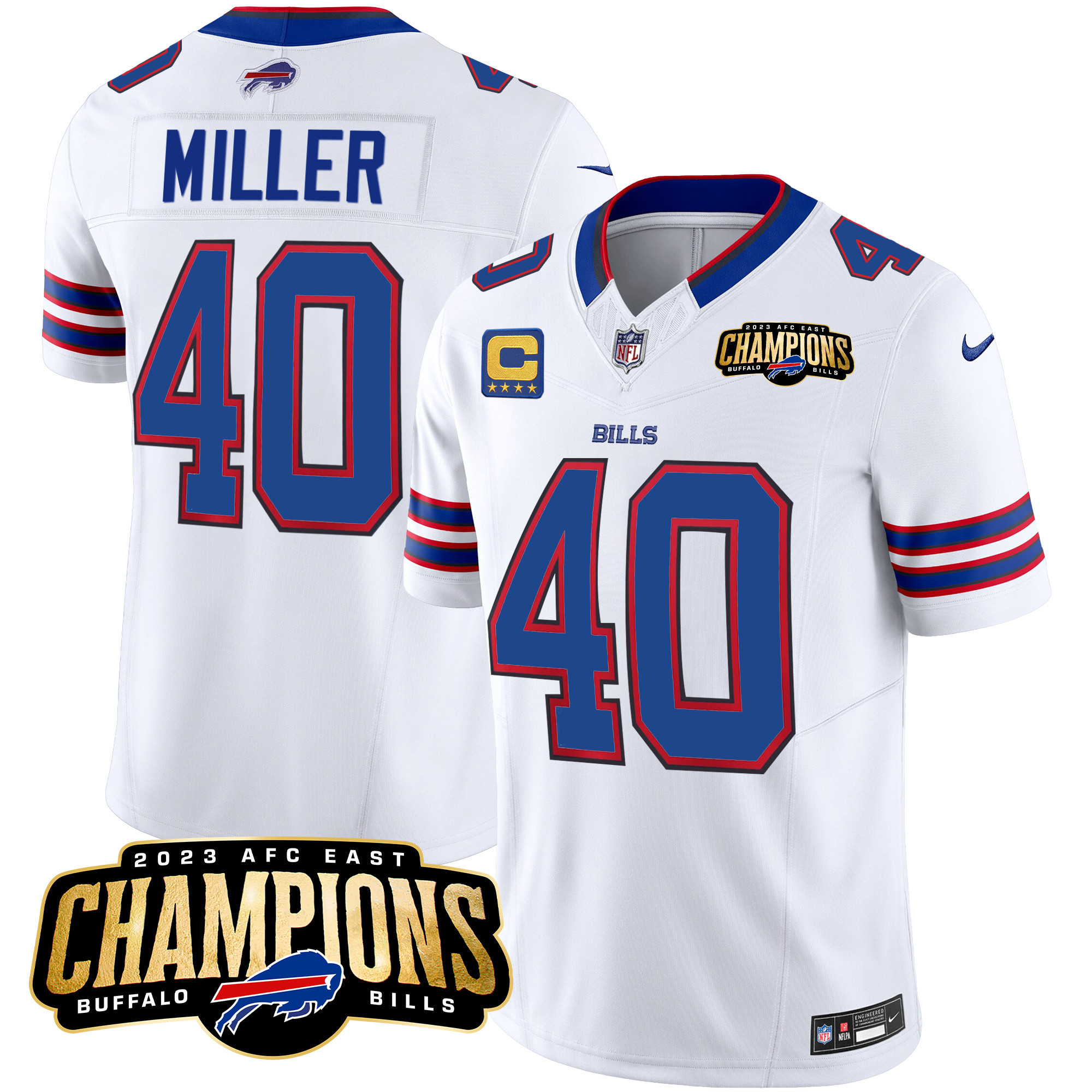 Men's Bills 2023 AFC East Champions Patch Vapor Jersey - All Stitched - Image 28