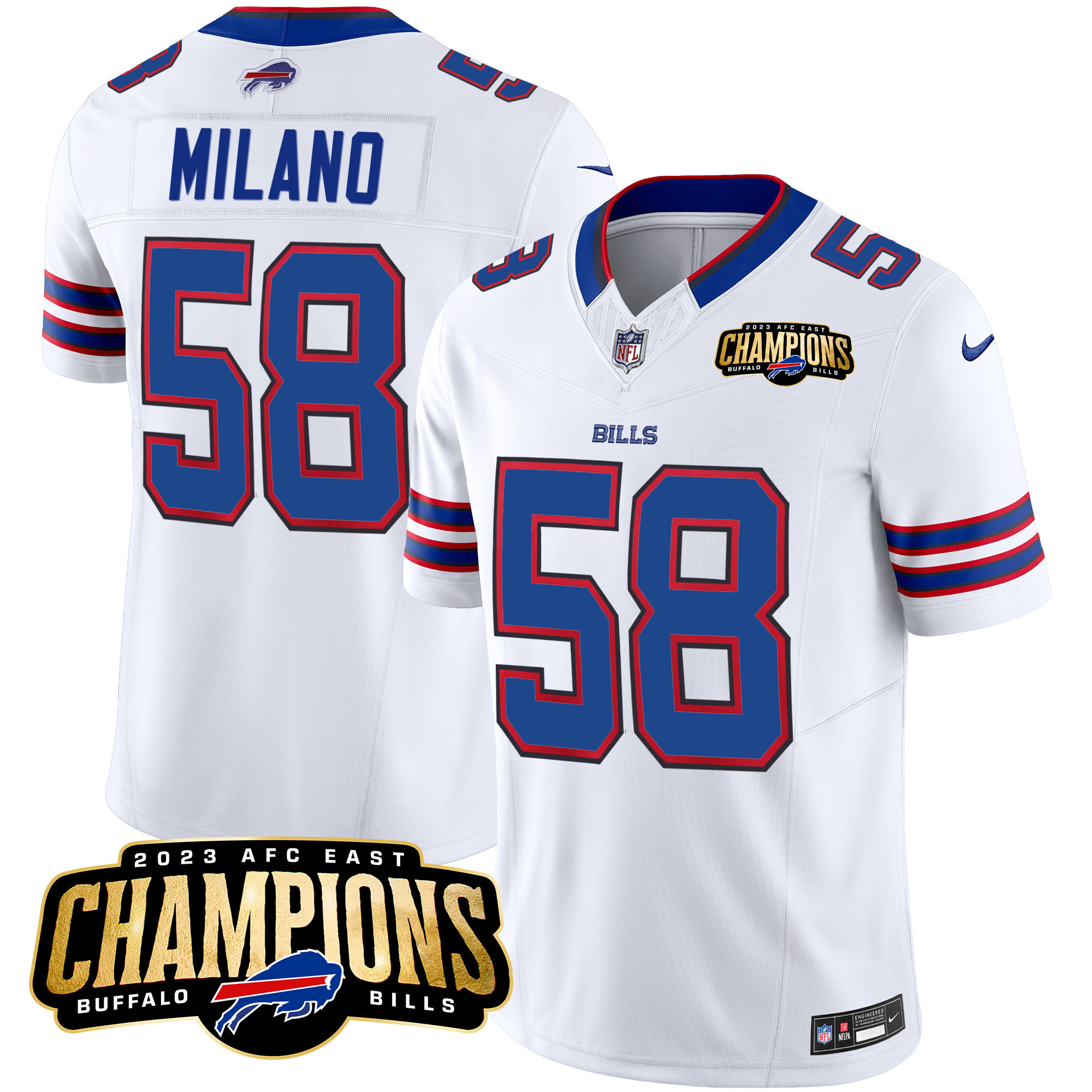 Men's Bills 2023 AFC East Champions Patch Vapor Jersey - All Stitched - Image 29