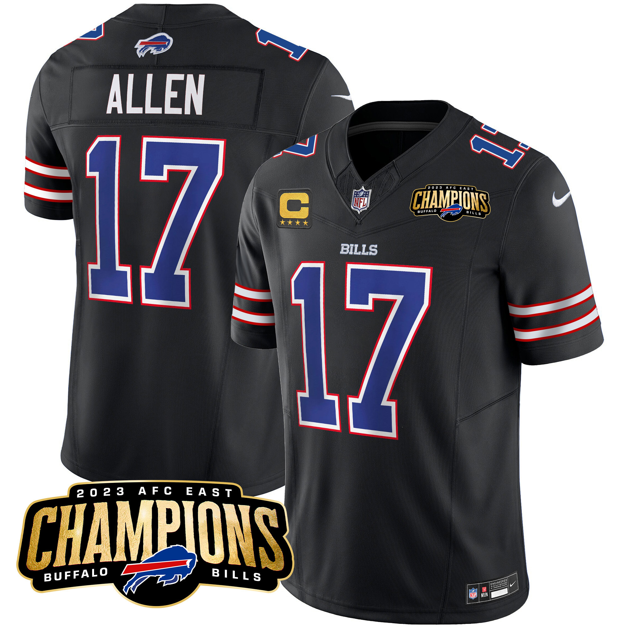 Men's Bills 2023 AFC East Champions Patch Vapor Jersey - All Stitched - Image 31