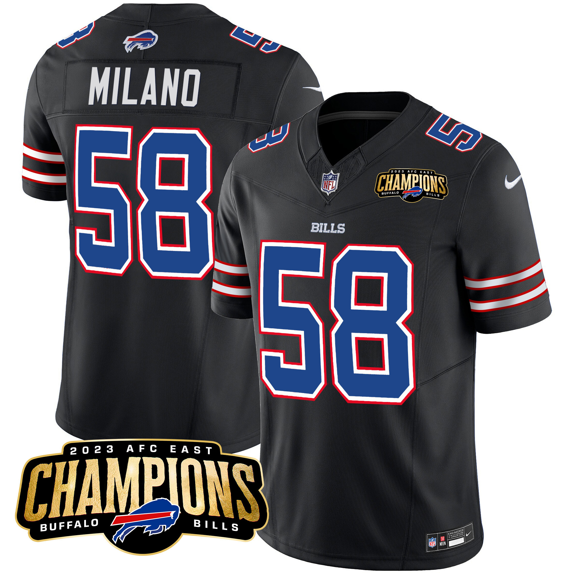 Men's Bills 2023 AFC East Champions Patch Vapor Jersey - All Stitched - Image 35