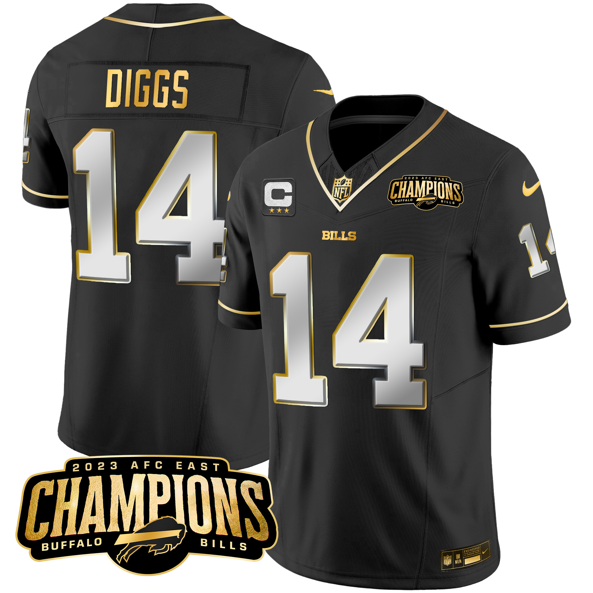 Men's Bills 2023 AFC East Champions Patch Gold Vapor Jersey - All Stitched - Image 9