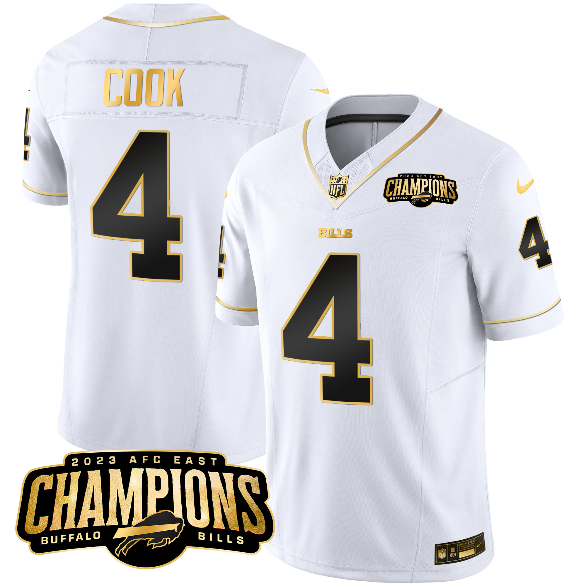 Men's Bills 2023 AFC East Champions Patch Gold Vapor Jersey - All Stitched - Image 20