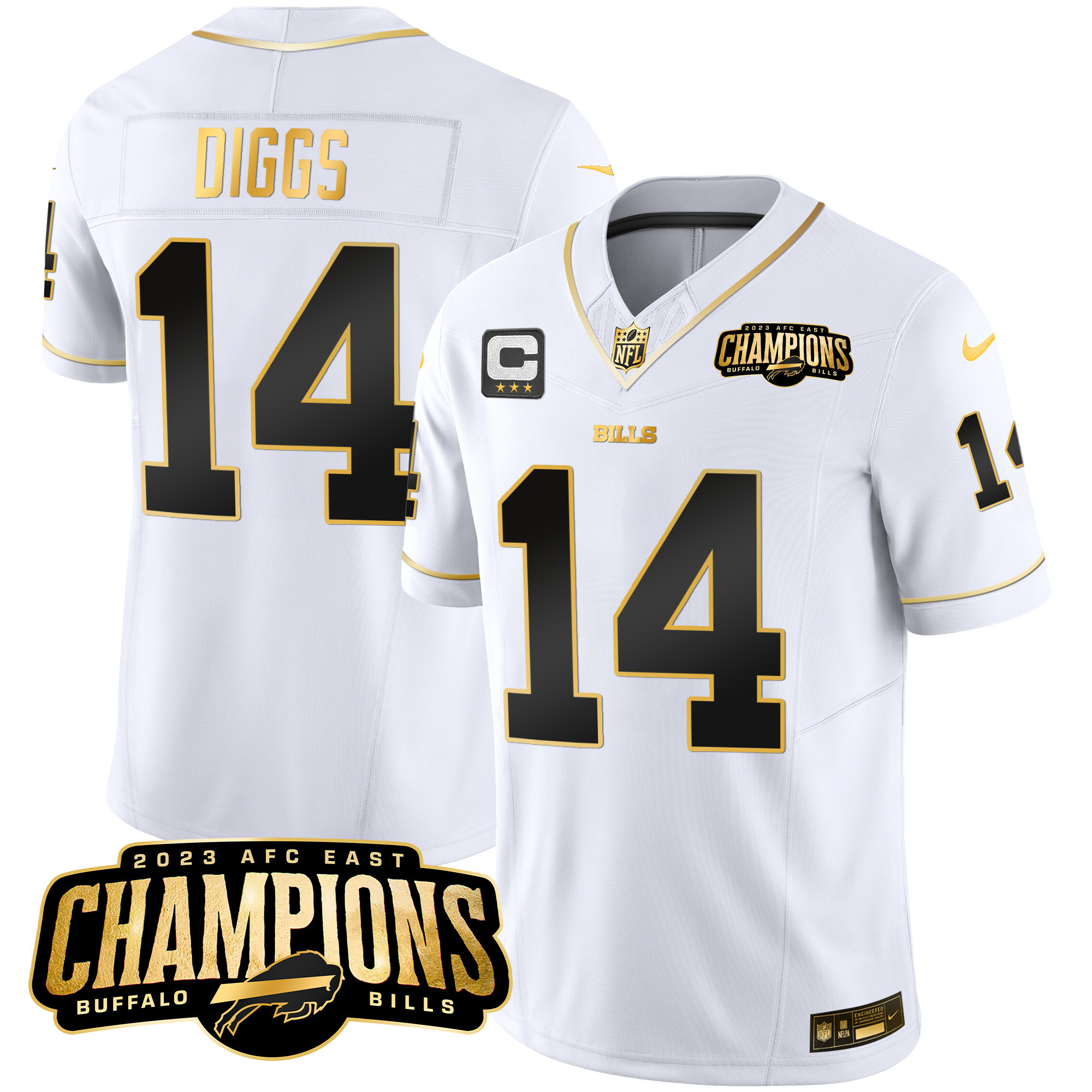 Men's Bills 2023 AFC East Champions Patch Gold Vapor Jersey - All Stitched - Image 21