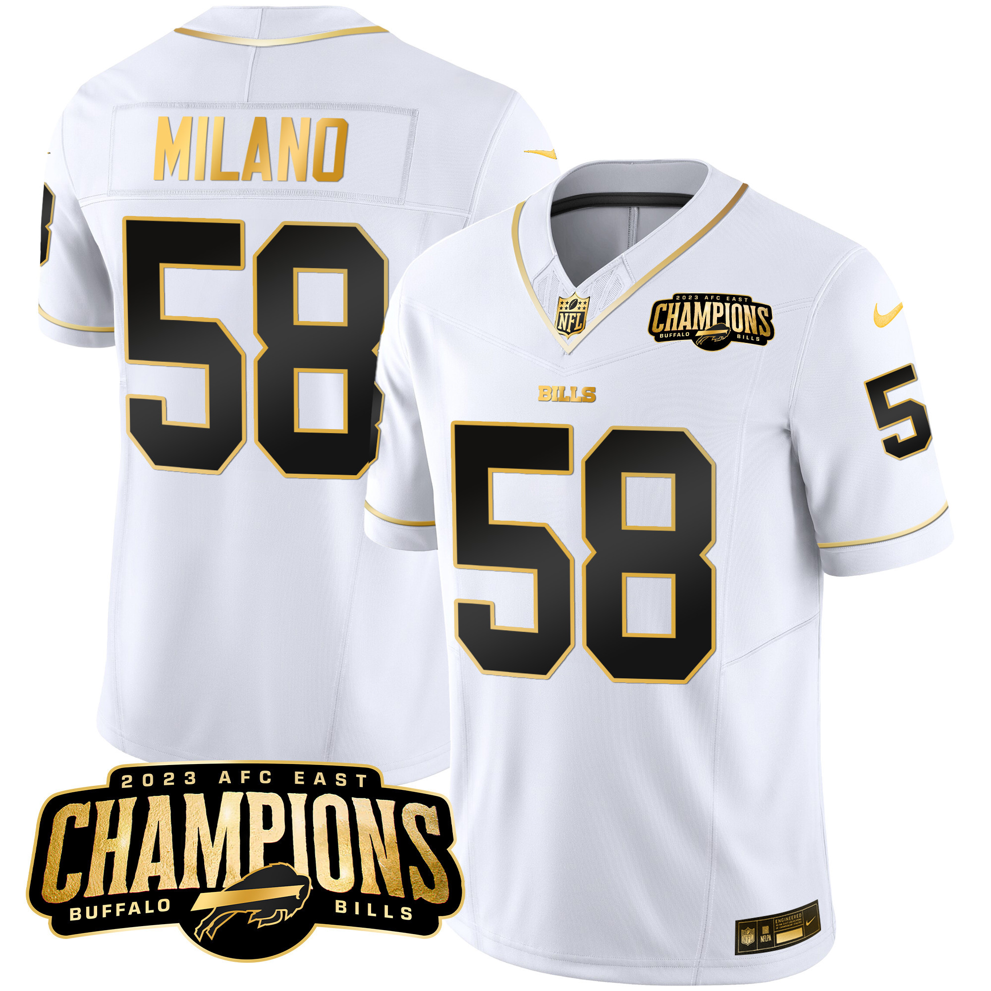 Men's Bills 2023 AFC East Champions Patch Gold Vapor Jersey - All Stitched - Image 23