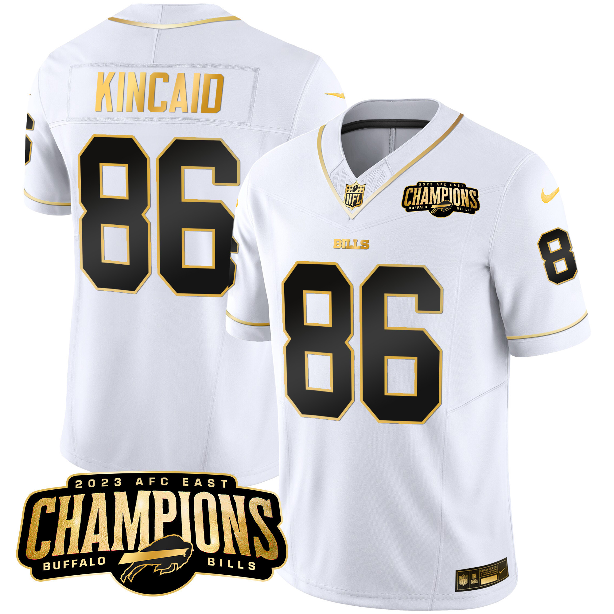 Men's Bills 2023 AFC East Champions Patch Gold Vapor Jersey - All Stitched - Image 24