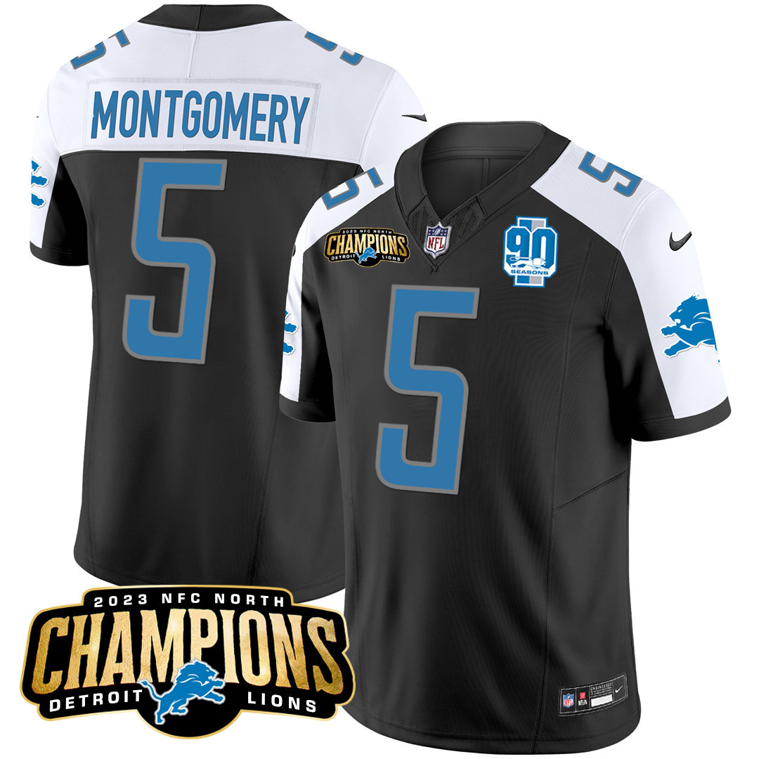 Men's Detroit Lions 2023 NFC North Champions Patch Vapor Jersey V2 - All Stitched - Image 4