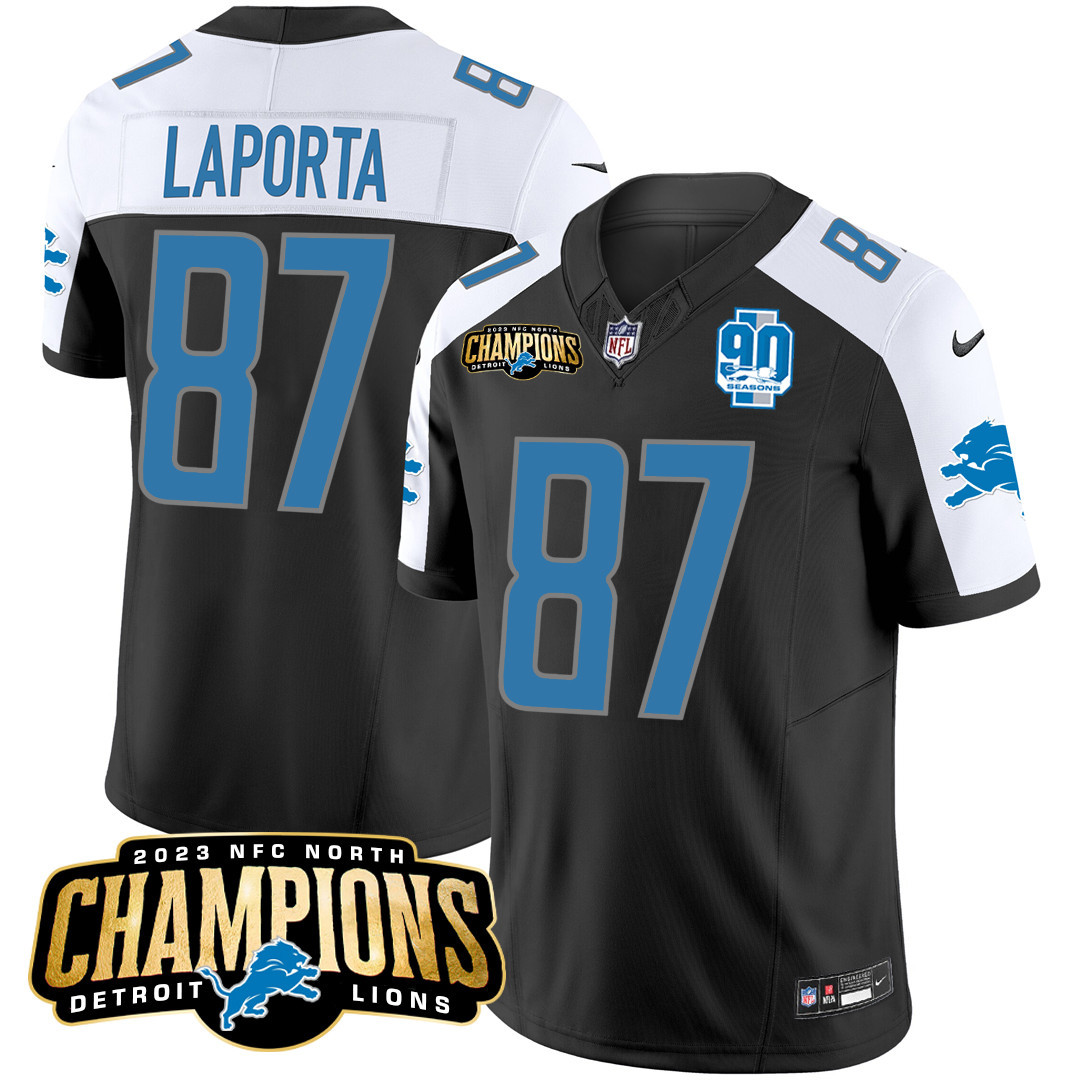 Men's Detroit Lions 2023 NFC North Champions Patch Vapor Jersey V2 - All Stitched - Image 6