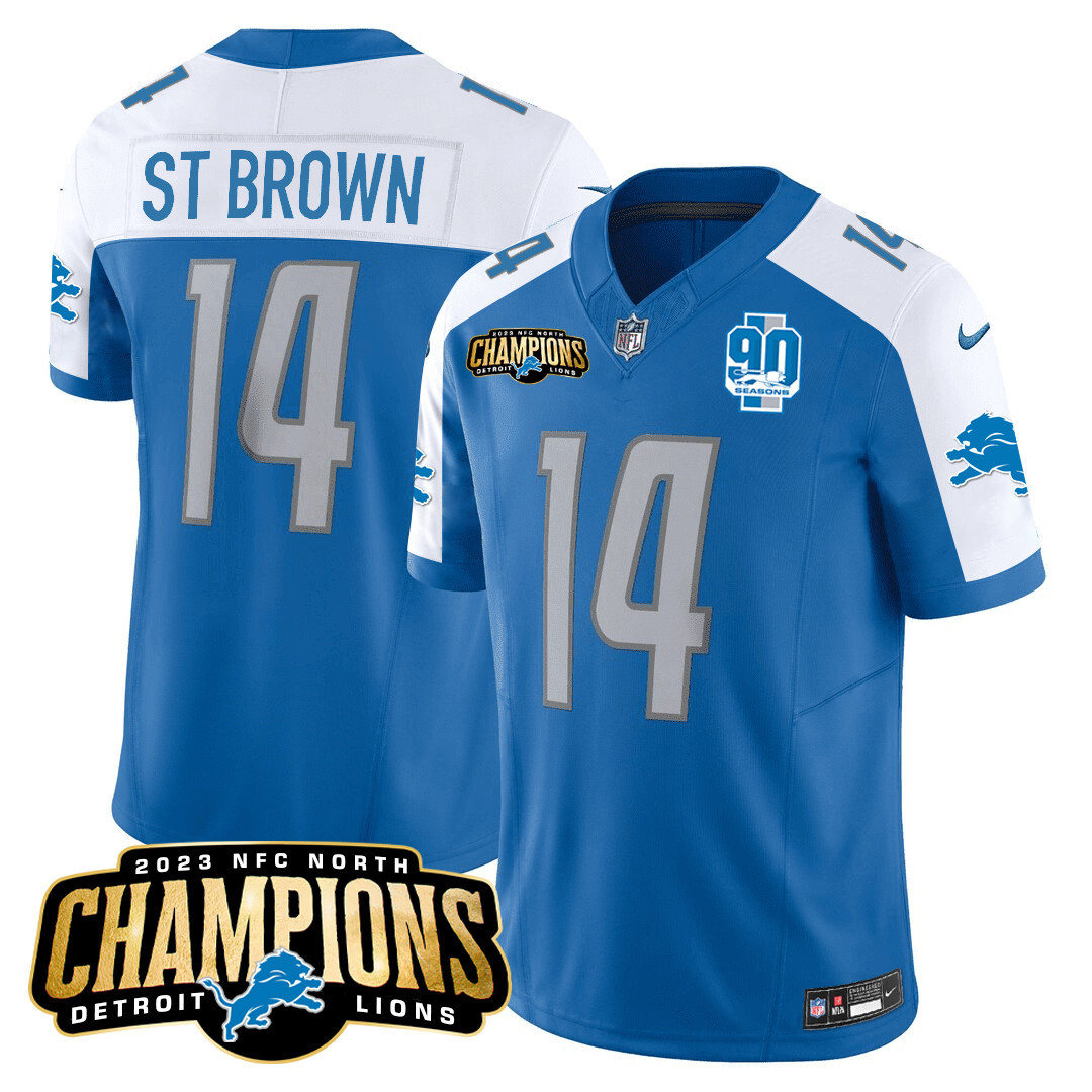 Men's Detroit Lions 2023 NFC North Champions Patch Vapor Jersey V2 - All Stitched - Image 9