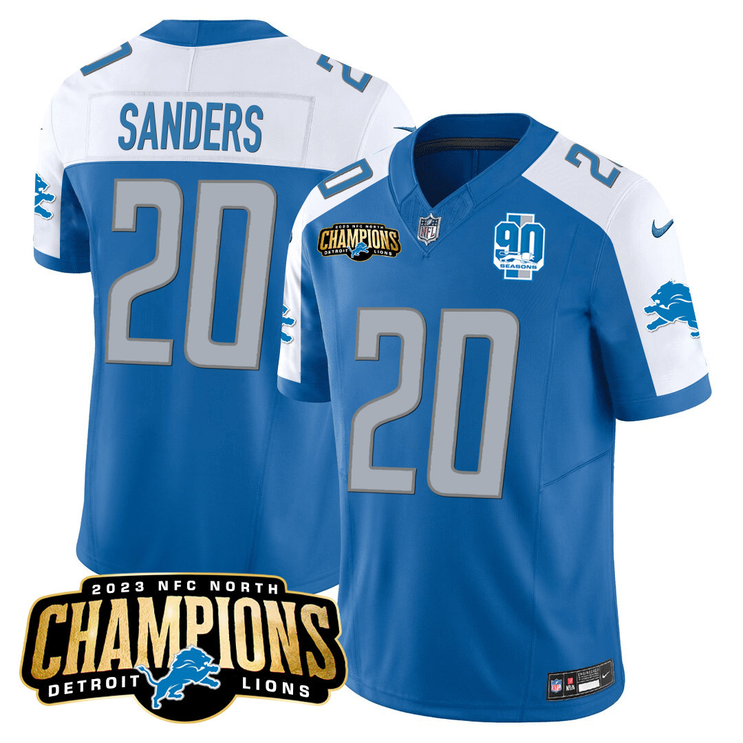 Men's Detroit Lions 2023 NFC North Champions Patch Vapor Jersey V2 - All Stitched - Image 11