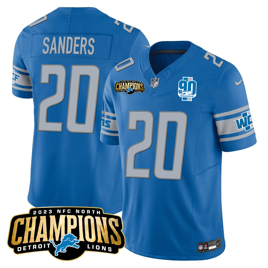 Men's Detroit Lions 2023 NFC North Champions Patch Vapor Jersey V2 - All Stitched - Image 17
