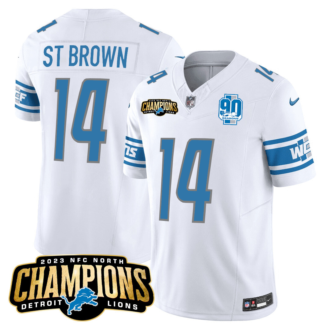 Men's Detroit Lions 2023 NFC North Champions Patch Vapor Jersey V2 - All Stitched - Image 21