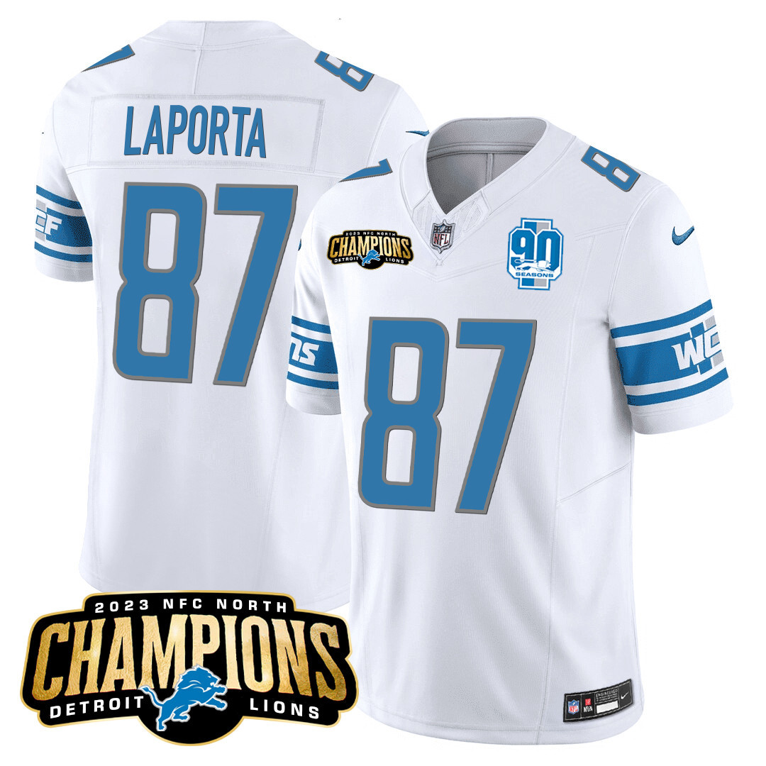 Men's Detroit Lions 2023 NFC North Champions Patch Vapor Jersey V2 - All Stitched - Image 24