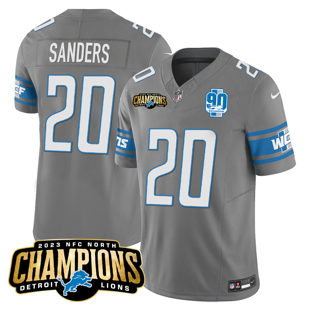 Men's Detroit Lions 2023 NFC North Champions Patch Vapor Jersey V2 - All Stitched - Image 29