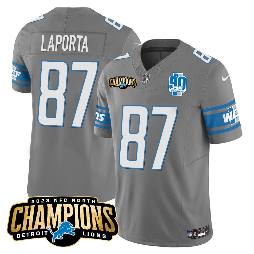 Men's Detroit Lions 2023 NFC North Champions Patch Vapor Jersey V2 - All Stitched - Image 30
