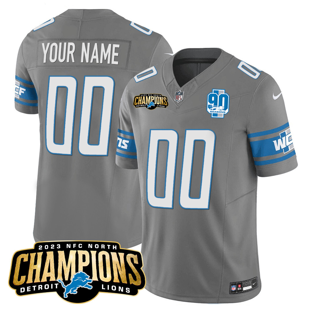 Detroit Lions 2023 NFC North Champions Patch Vapor Custom Jersey V2 - All Stitched - Image 5