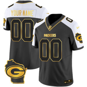 Packers Home Patch Gold Vapor Custom Jersey - All Stitched
