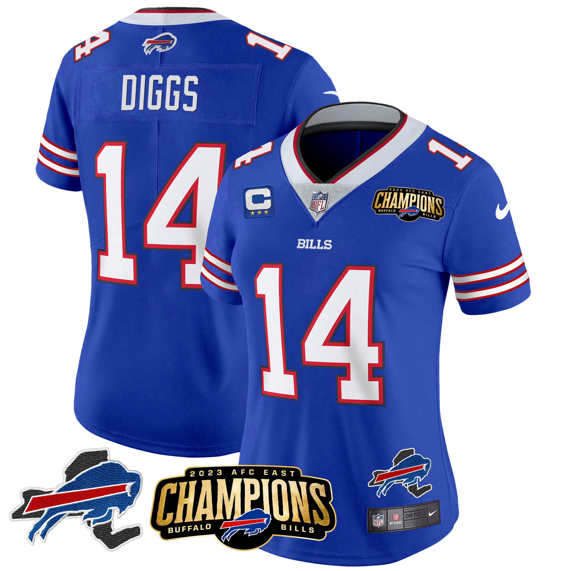 Women's Bills 2023 AFC East Champions Patch Gold Vapor Jersey V2 - All Stitched - Image 15