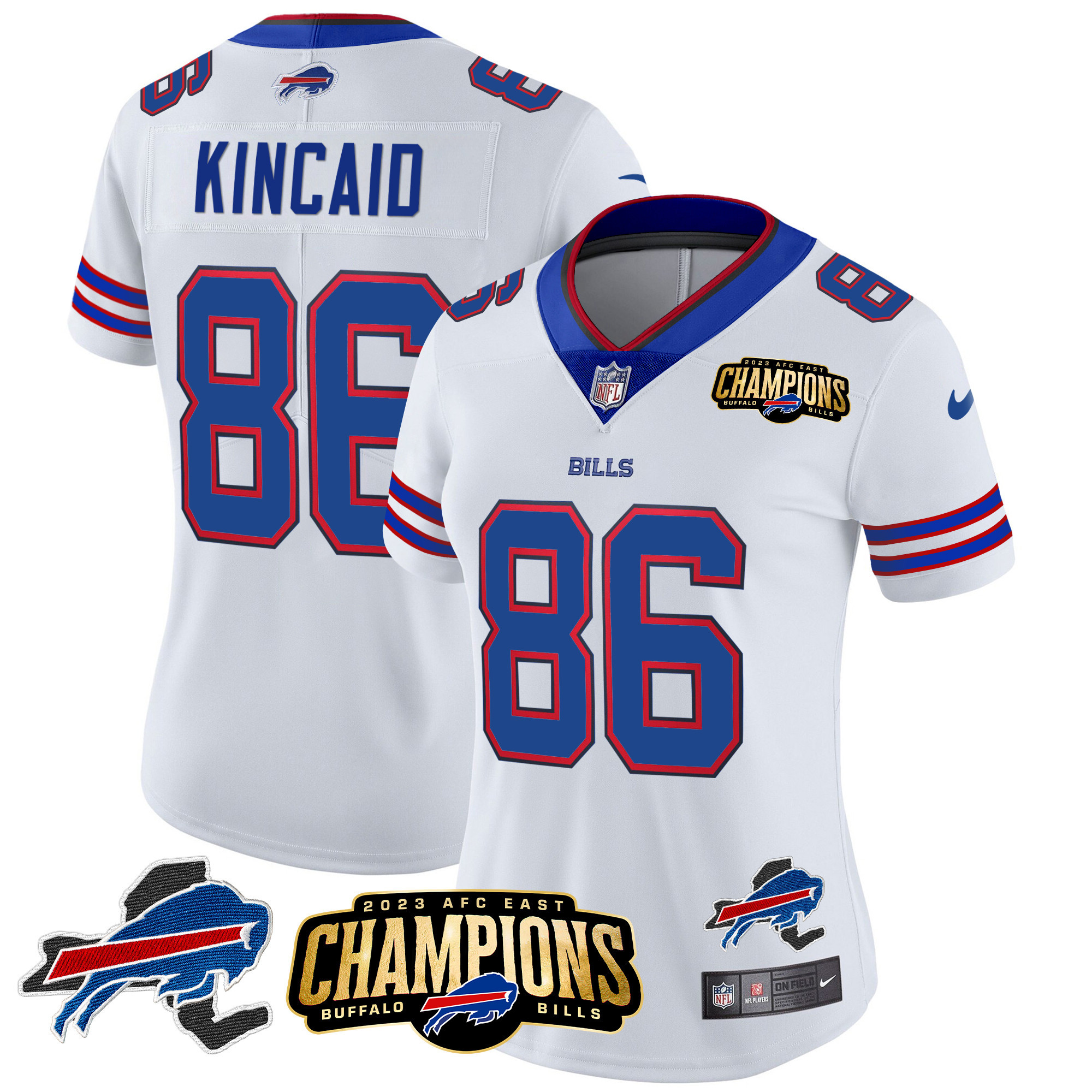 Women's Bills 2023 AFC East Champions Patch Gold Vapor Jersey V2 - All Stitched - Image 30