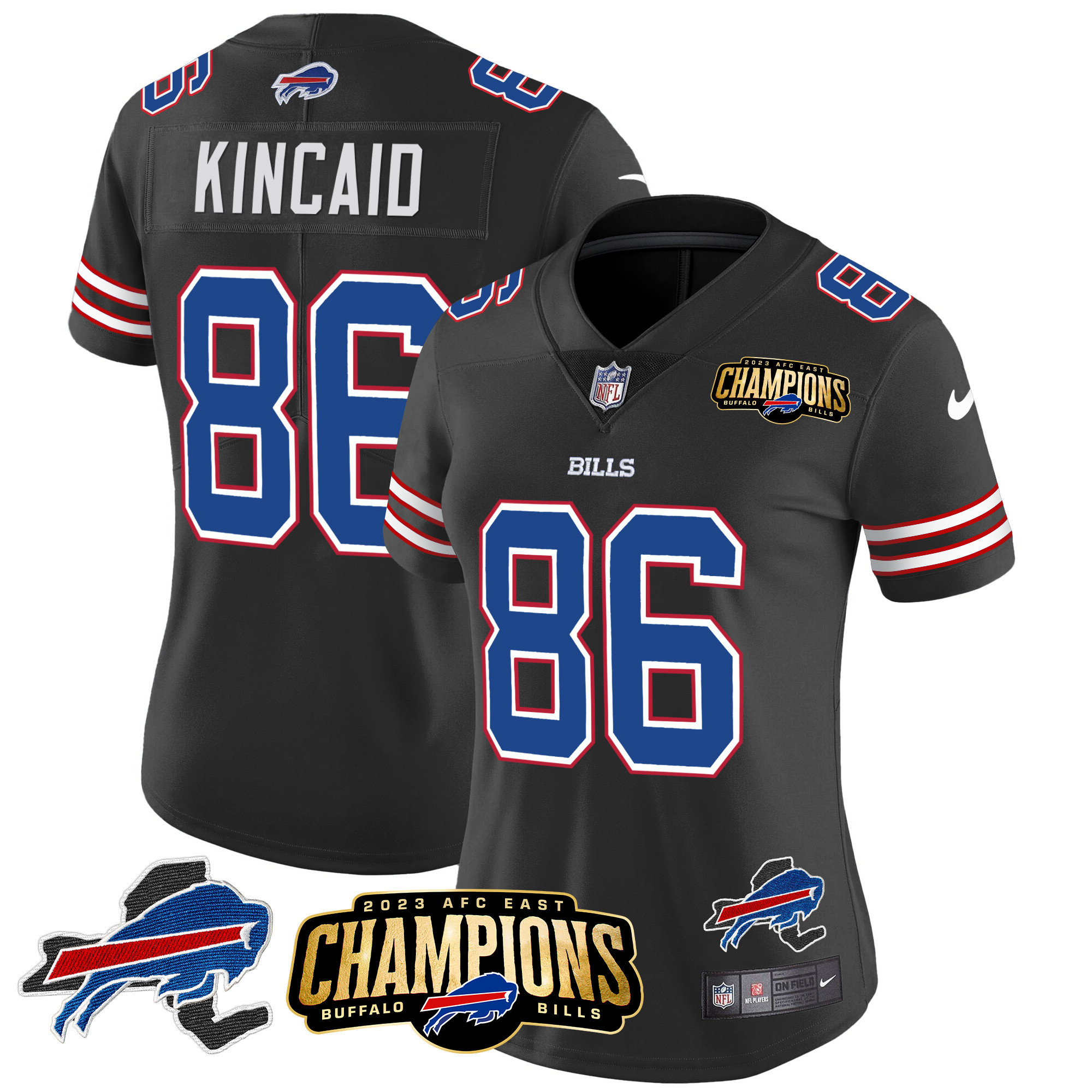 Women's Bills 2023 AFC East Champions Patch Gold Vapor Jersey V2 - All Stitched - Image 36