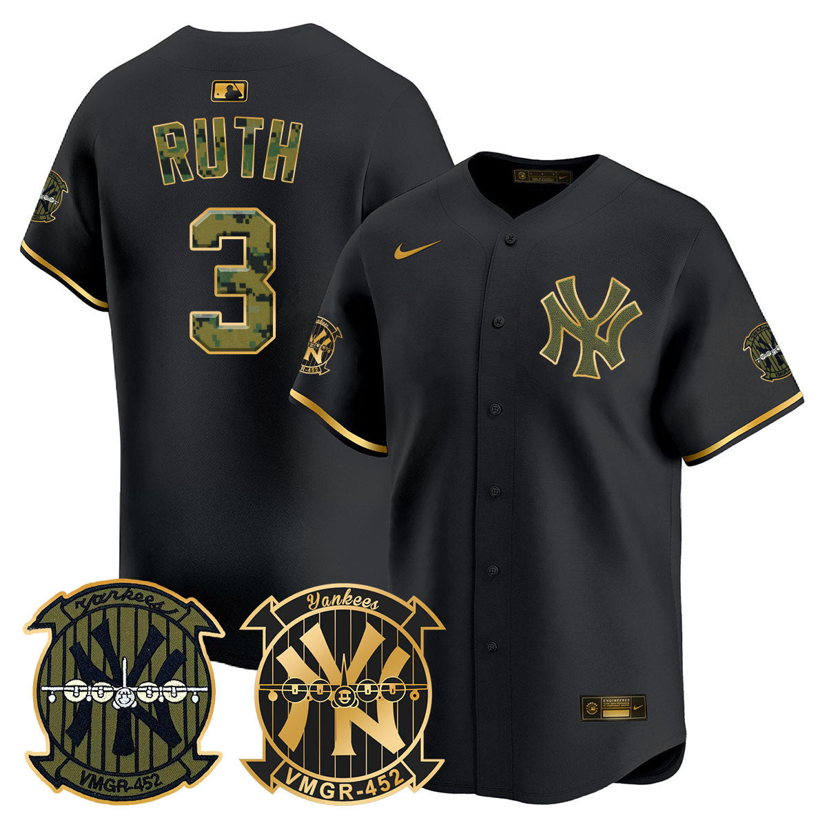 Men's New York Yankees Woodland USMC Alternate Vapor Premier Limited Jersey - All Stitched - Image 3