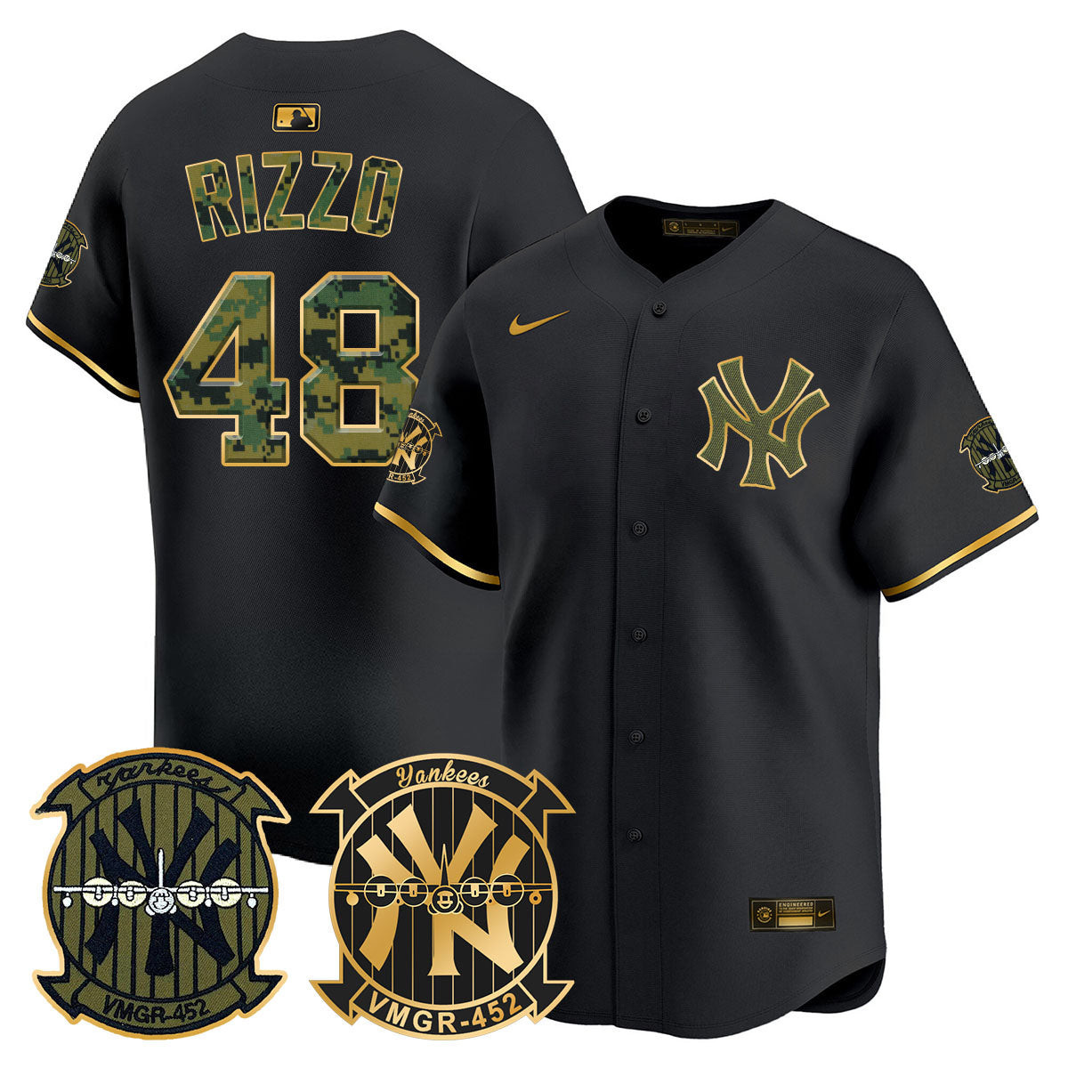 Men's New York Yankees Woodland USMC Alternate Vapor Premier Limited Jersey - All Stitched - Image 7