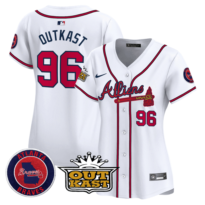 OutKast Atlanta Braves Atliens White Vapor Premier Limited Jersey - All Stitched