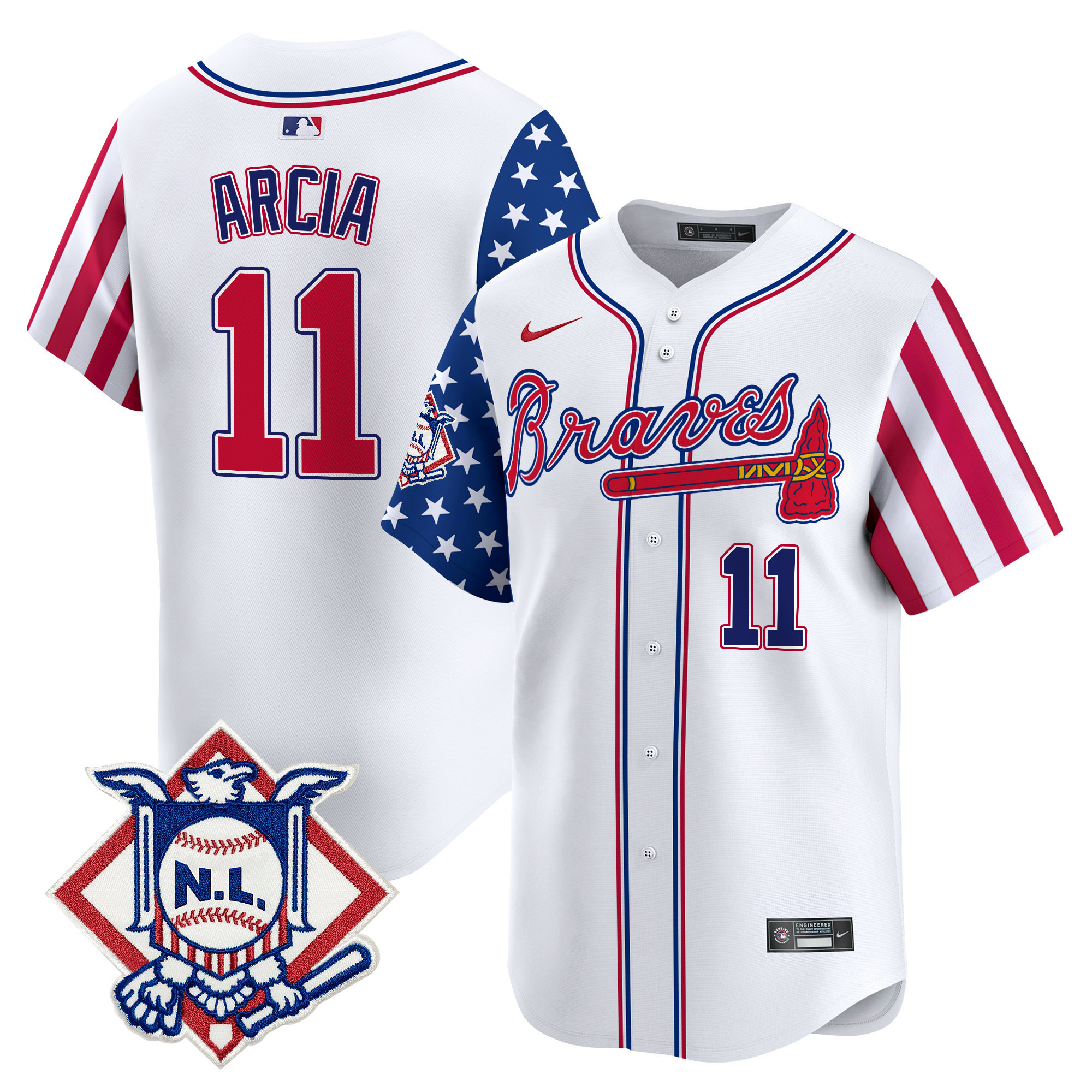 Men's Atlanta Braves 2024 Fourth of July Vapor Premier Limited Jersey V2 - All Stitched - Image 2