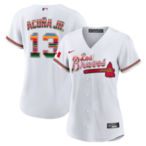 Women's Atlanta Braves Los Bravos Mexico Jersey - All Stitched