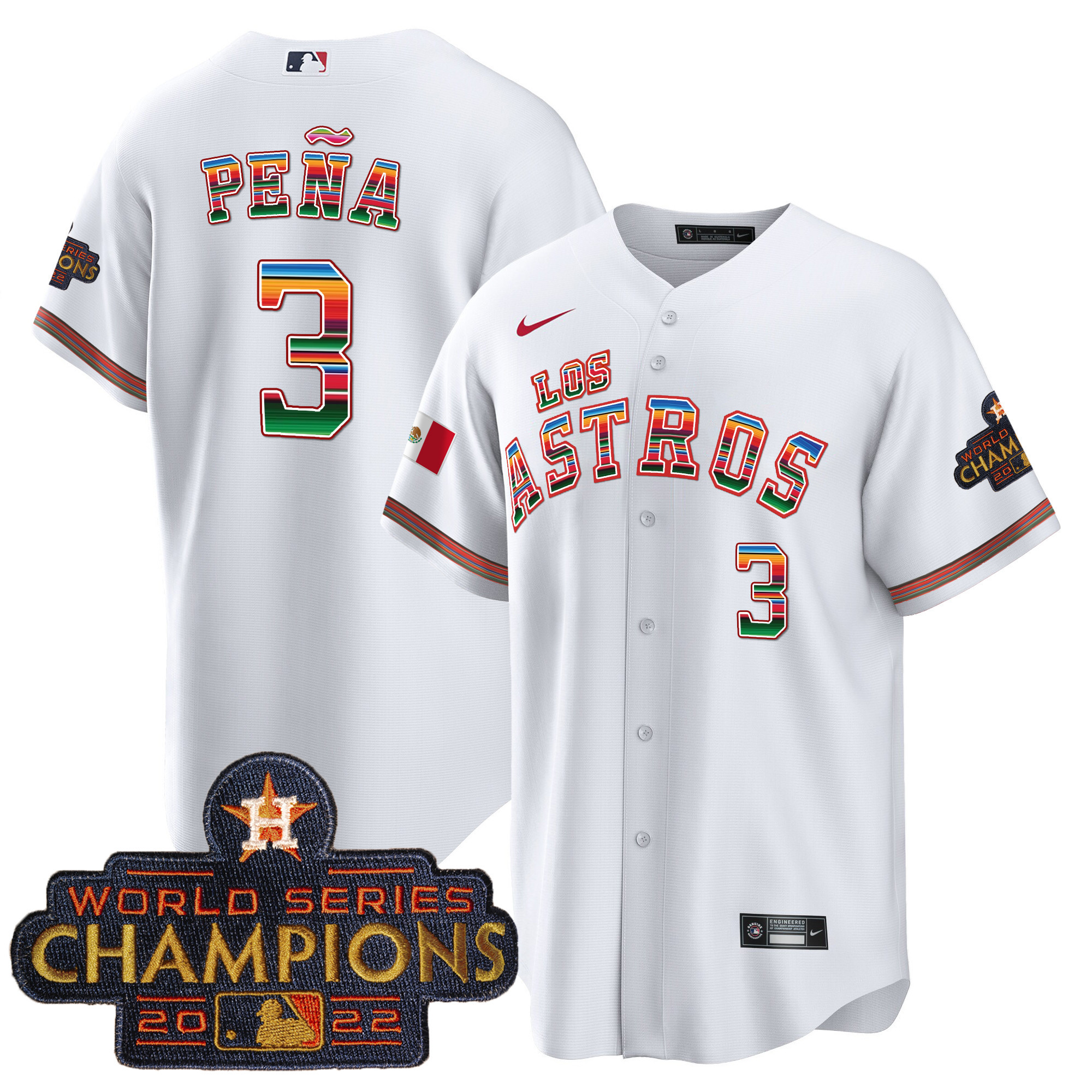 Men's Houston Astros Los Astros Mexico Jersey - All Stitched - Image 9